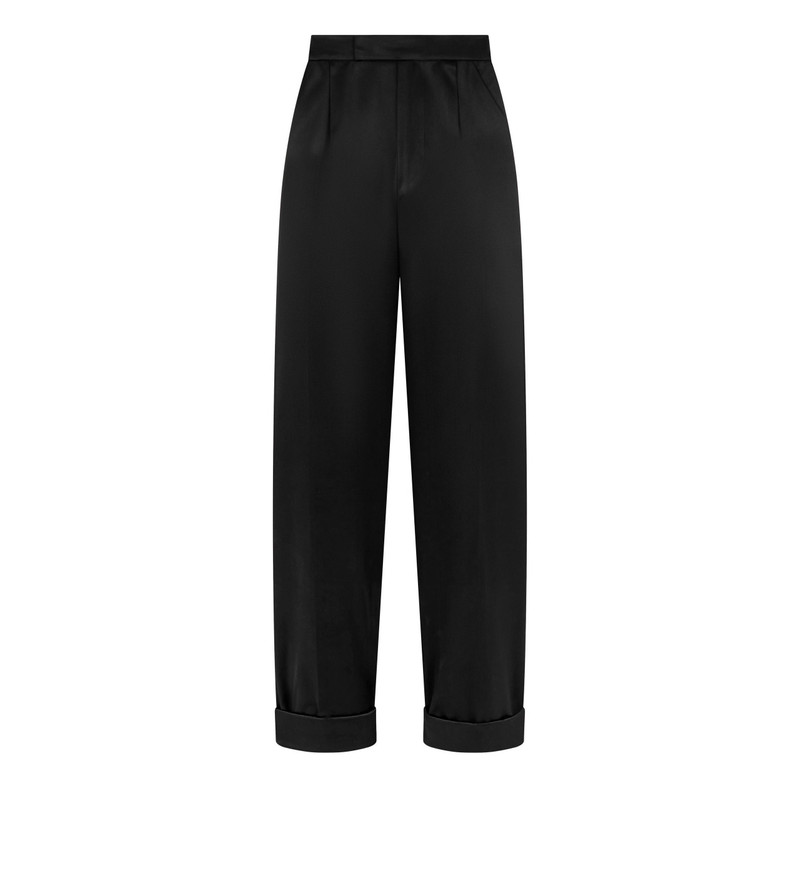 SILK DUCHESSE BOYFRIEND FIT TAILORED PANTS - 1