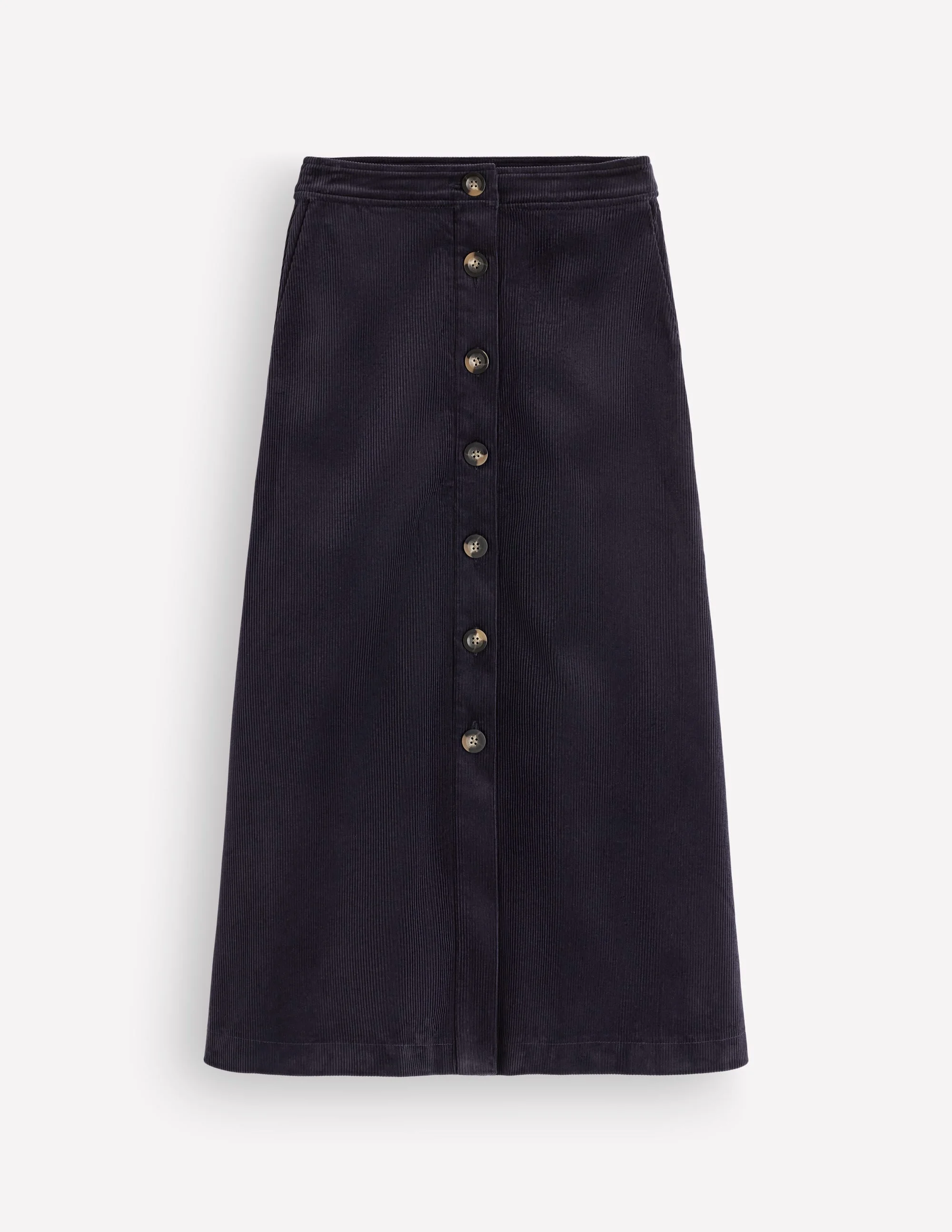 Val Button Cord Midi Skirt-Navy - 1
