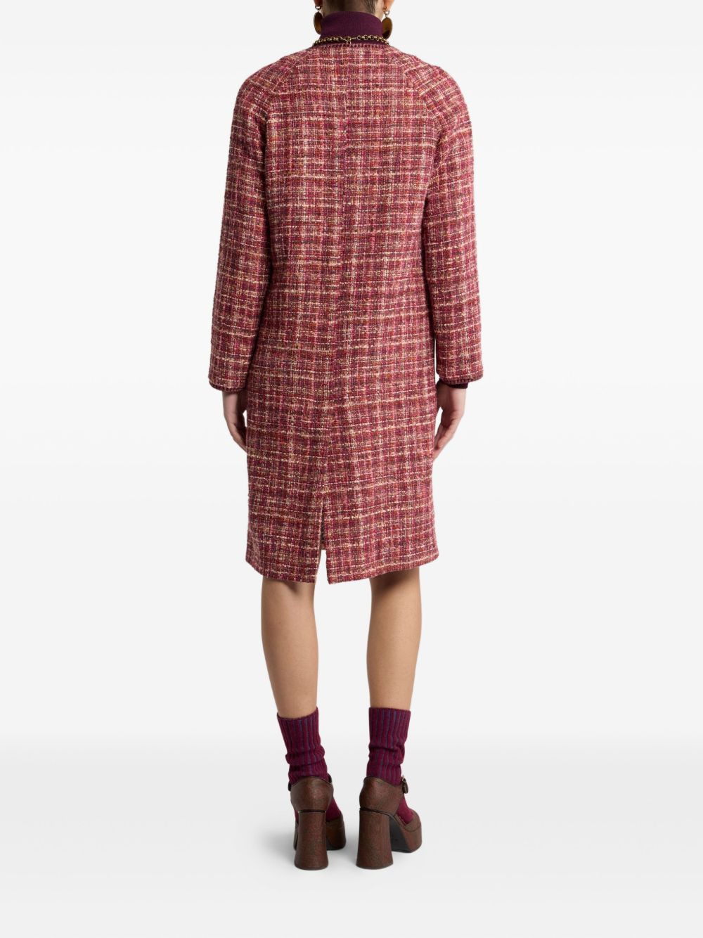 tweed single-breasted coat - 3