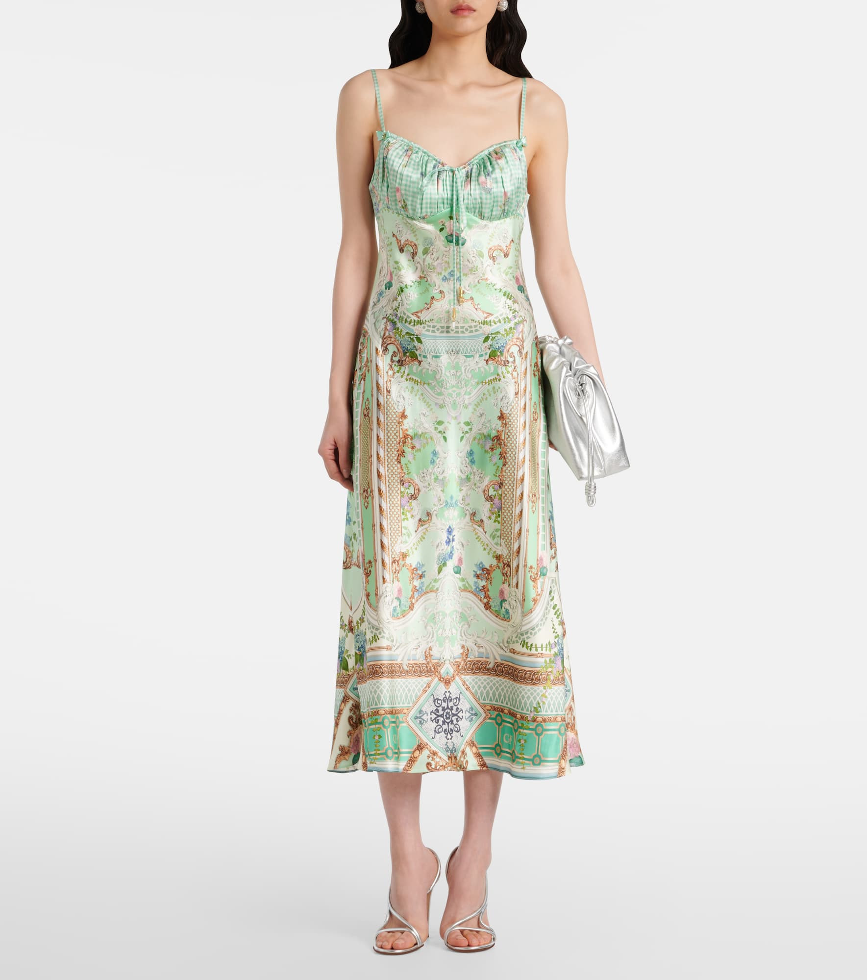 Gathered silk midi dress - 2