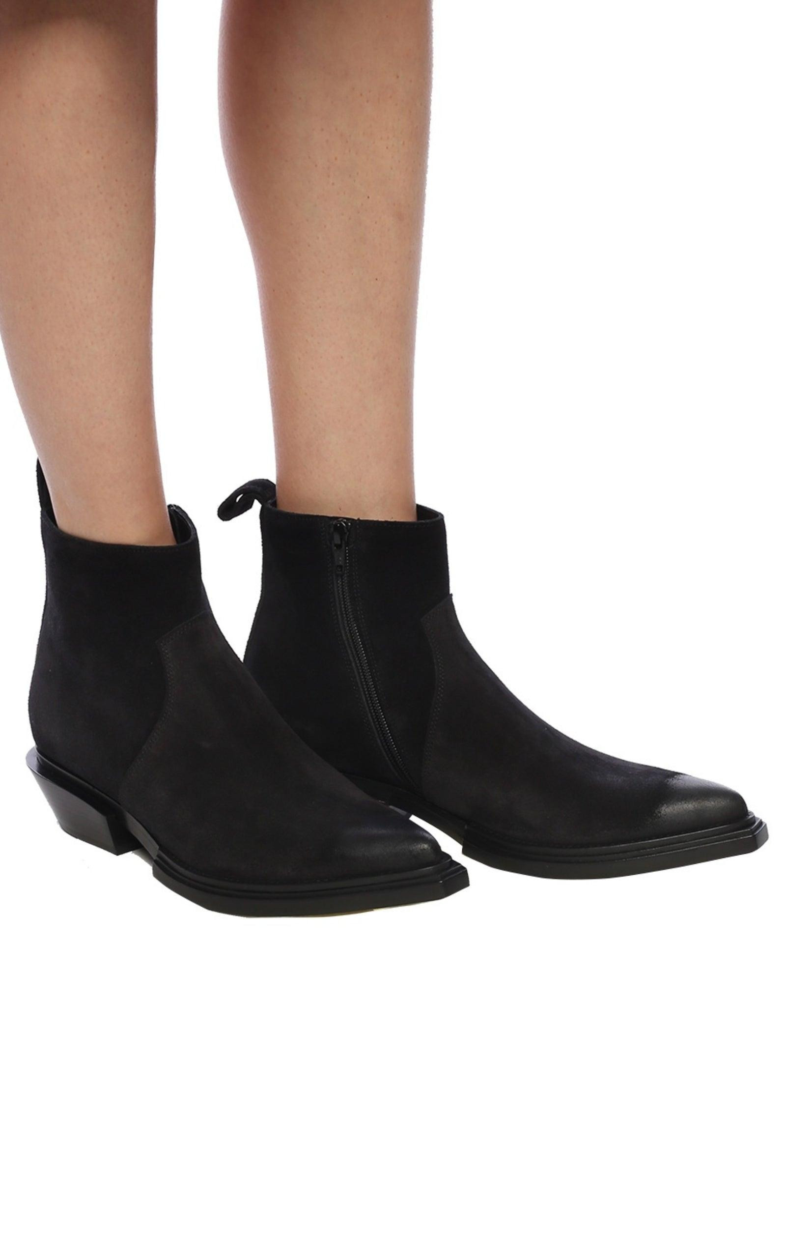 Black Suede Ankle Boots - 6