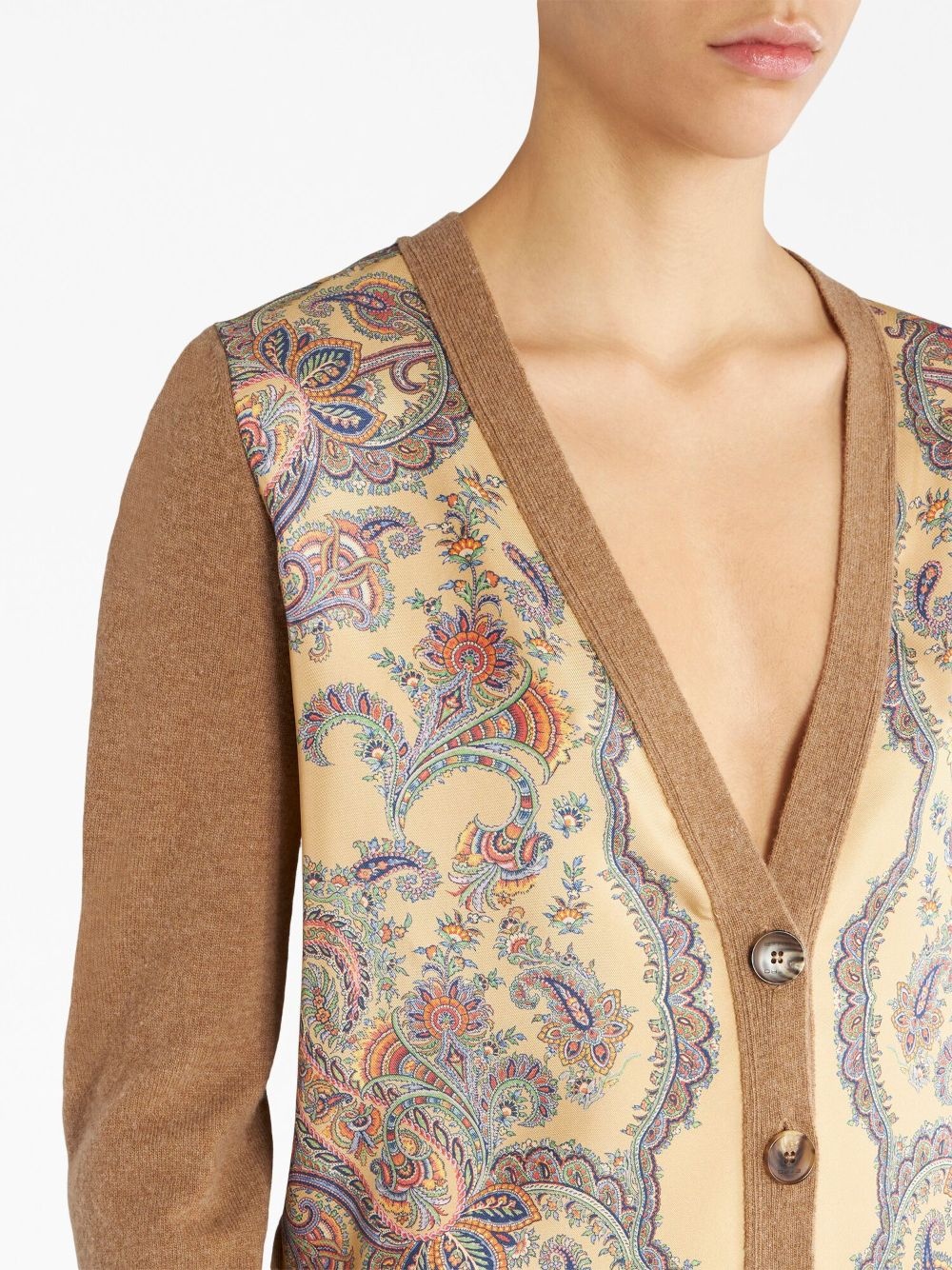 floral-print panelled cardigan - 4