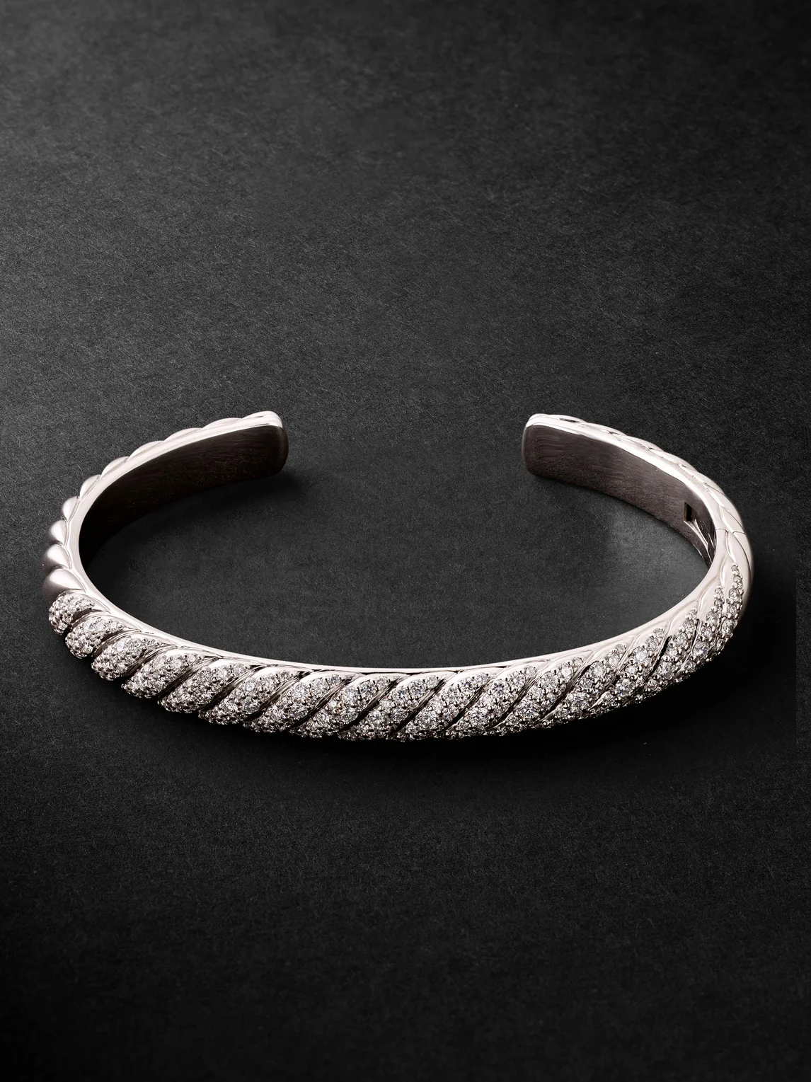 Sculpted Cable 18-Karat White Gold Diamond Cuff - 1