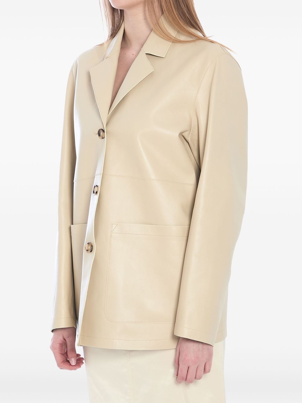 single-breasted leather blazer - 4