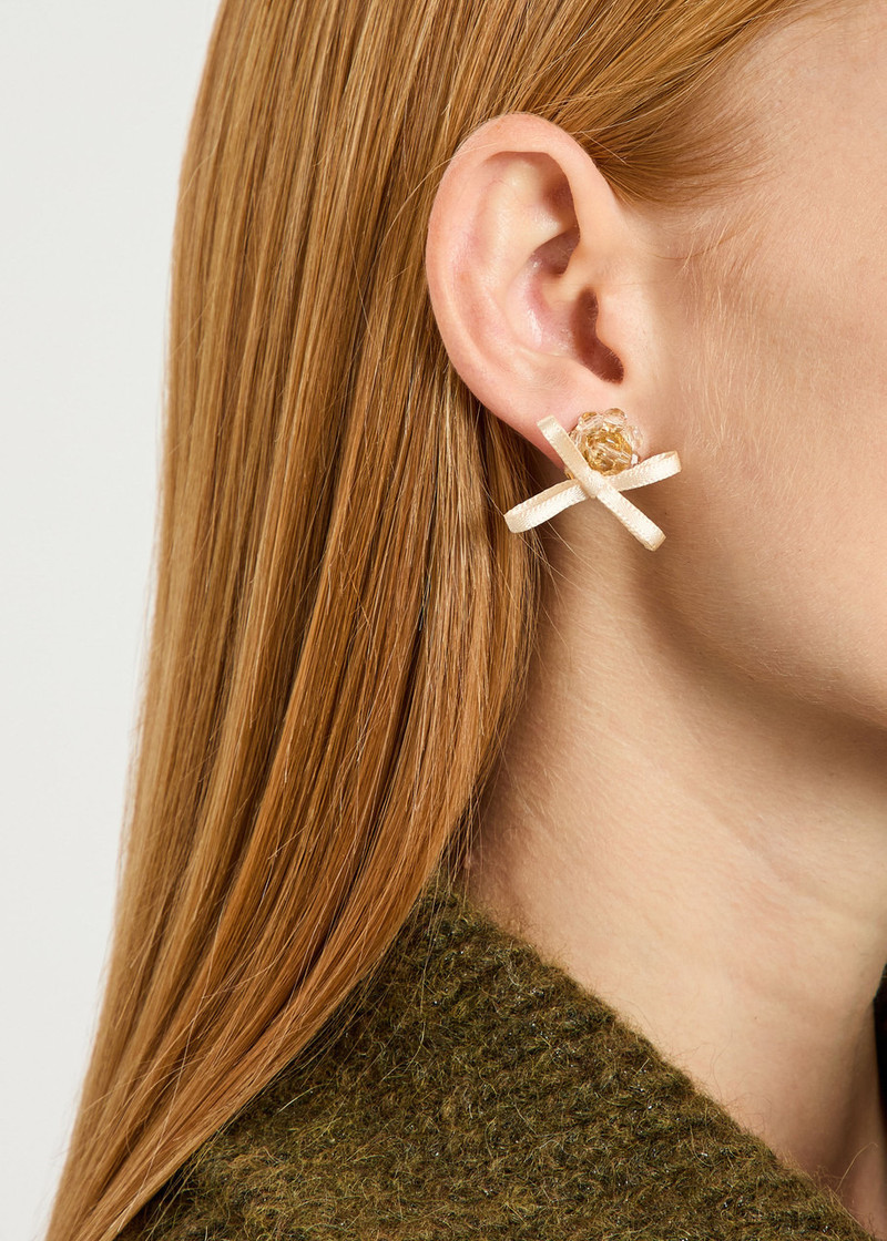 Simone Rocha Simone Rocha Petite Bow Crystal-embellished Stud Earrings outlook