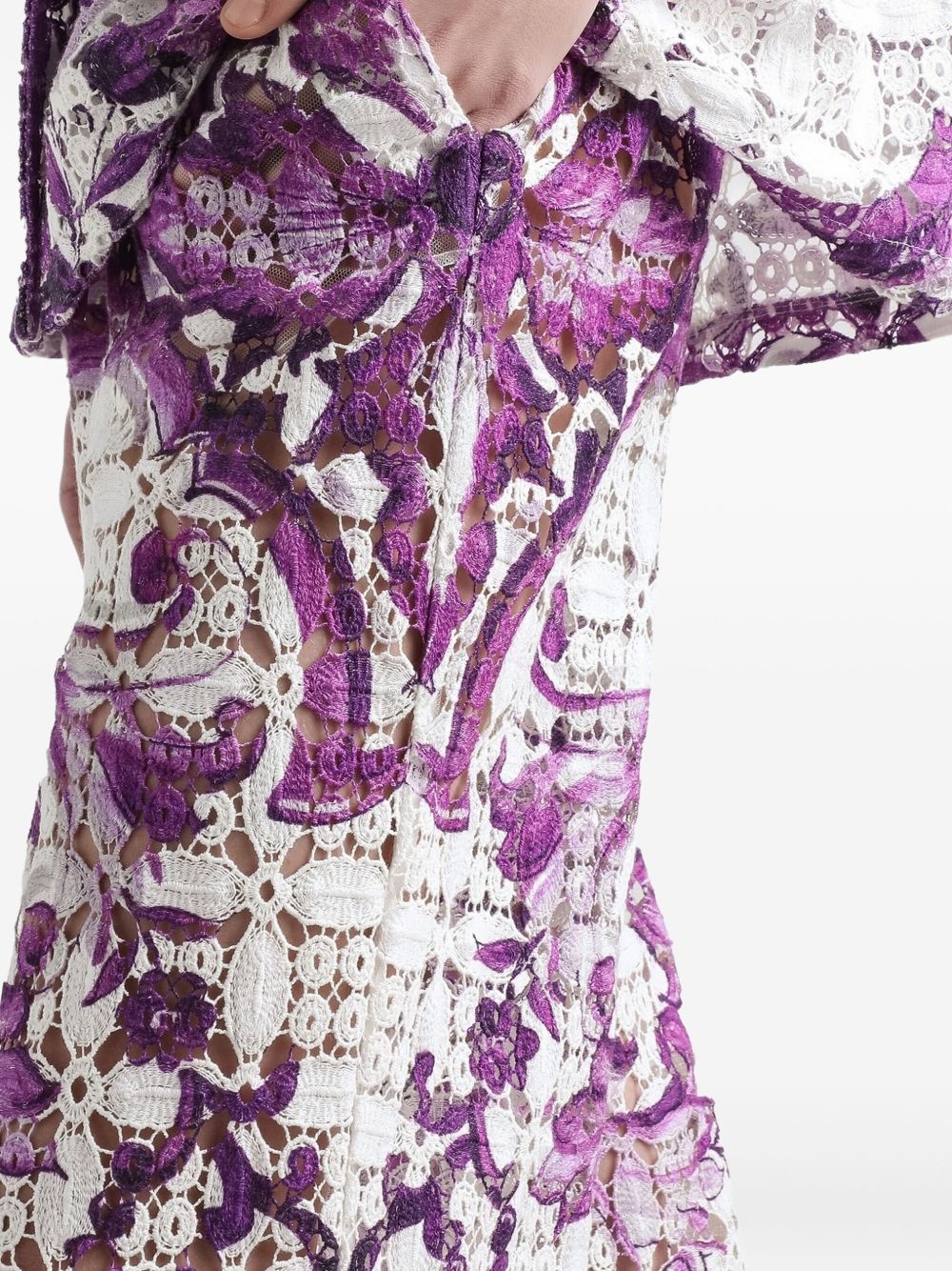 Majolica-print lace trousers - 5