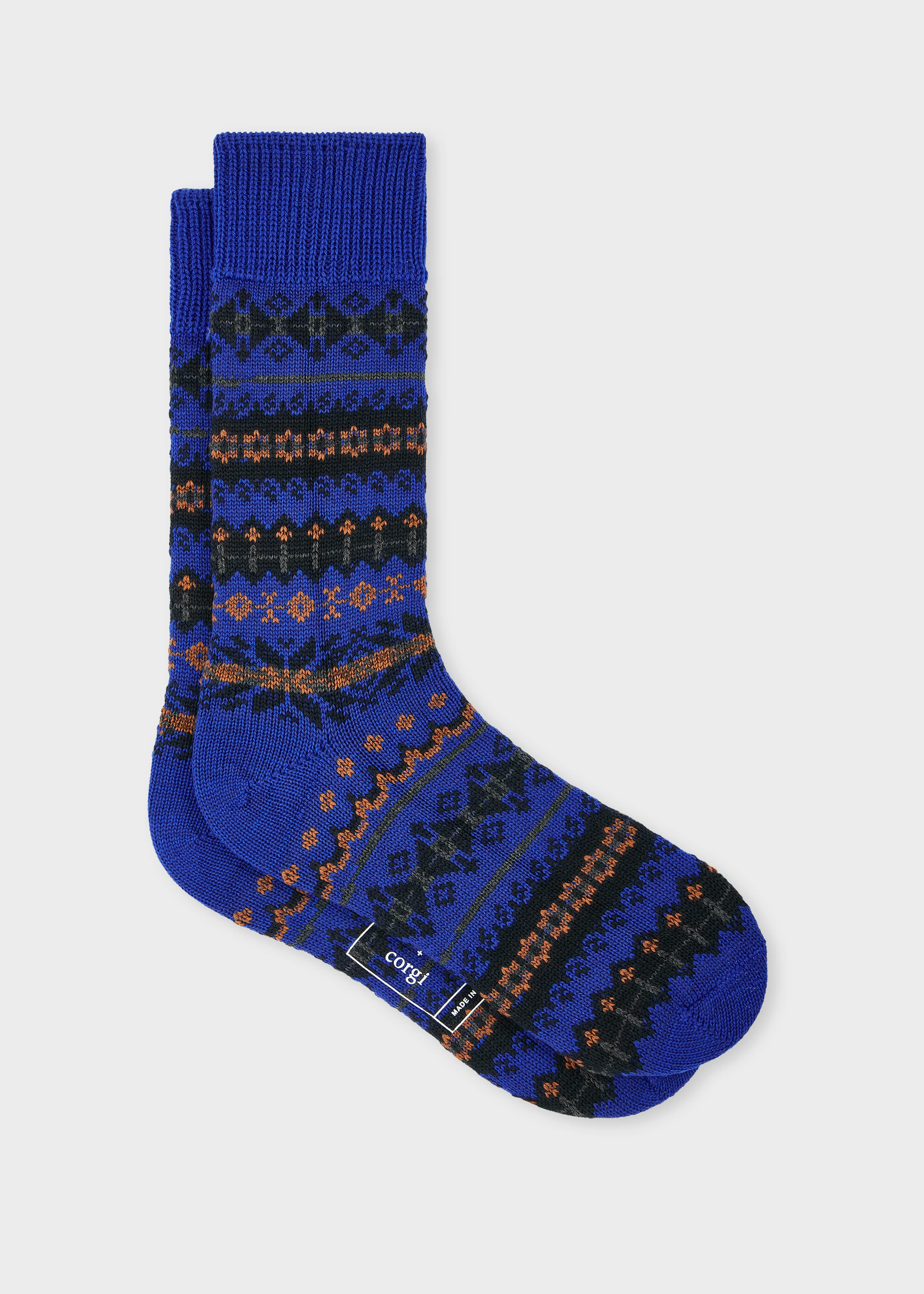 Paul Smith + Corgi - Blue Wool-Blend Fair Isle Socks - 1