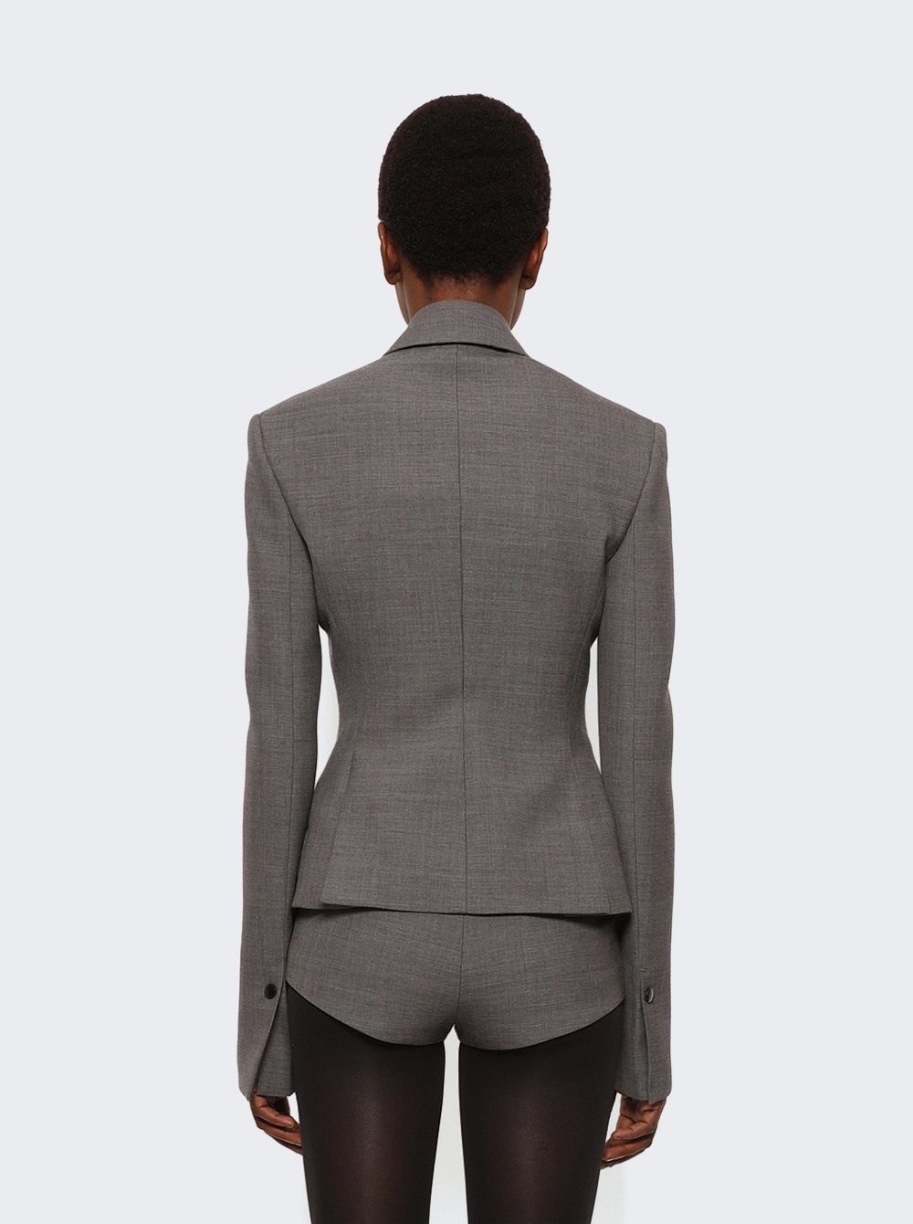 Wool Double Natte One-Button Blazer Jacket Grey - 5