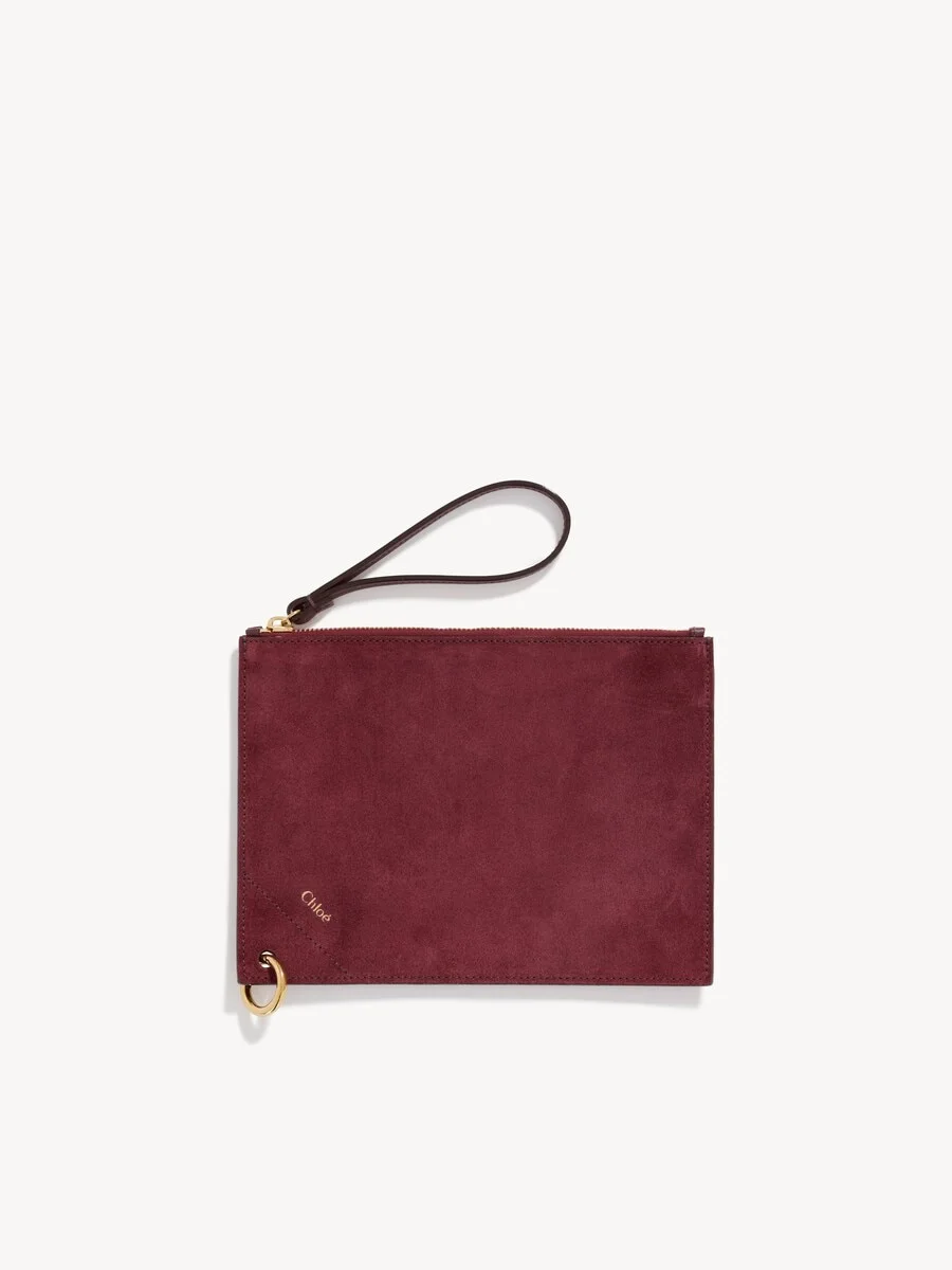 CHLOÉ SPIN ZIPPED POUCH IN SUEDE & SOFT LEATHER - 1