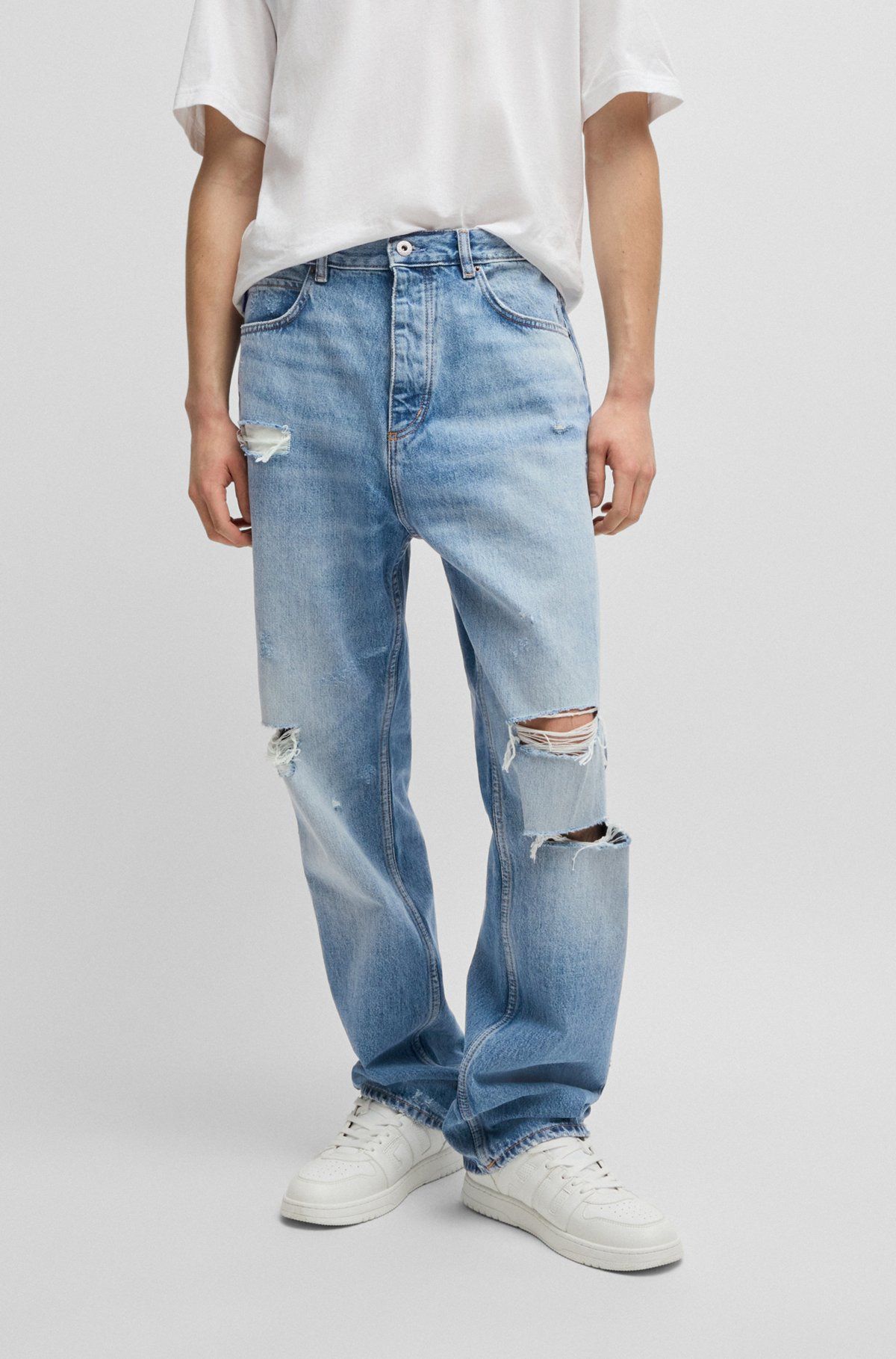 BAGGY-FIT JEANS IN STONEWASHED BLUE DENIM - 2