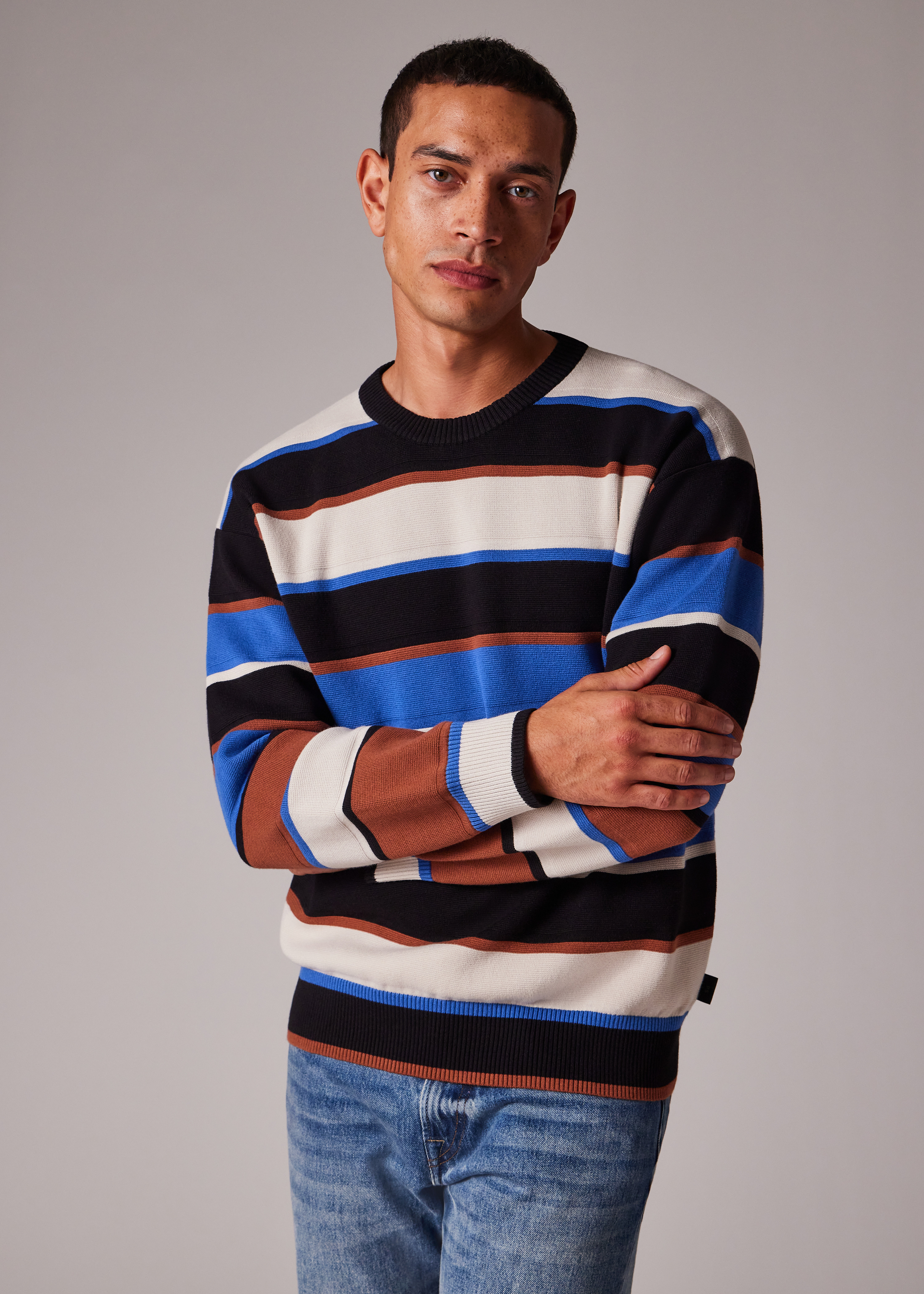 Black And Blue Stripe Milano Cotton Sweater - 5