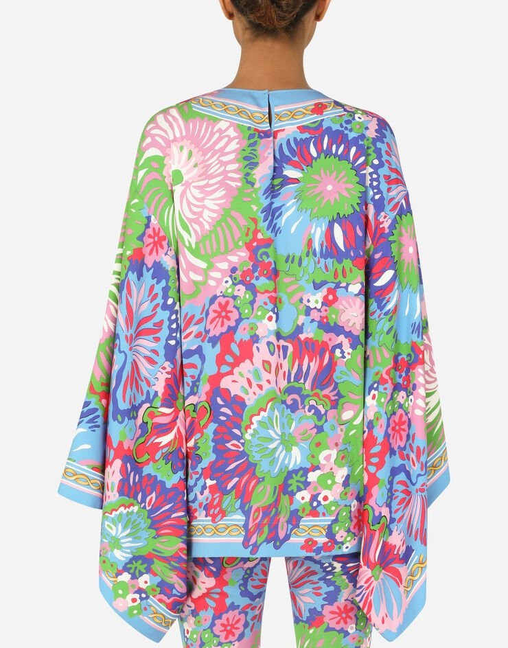 60s-print charmeuse tunic with kimono sleeves - 3