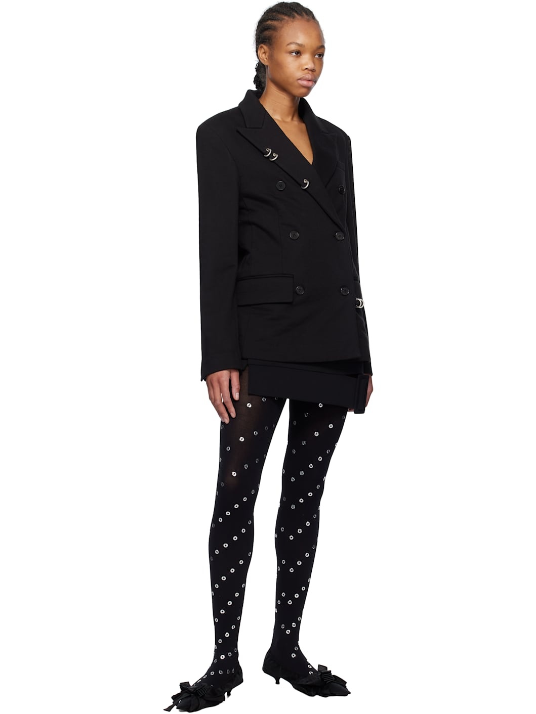 Black Pierced Jersey Blazer - 4