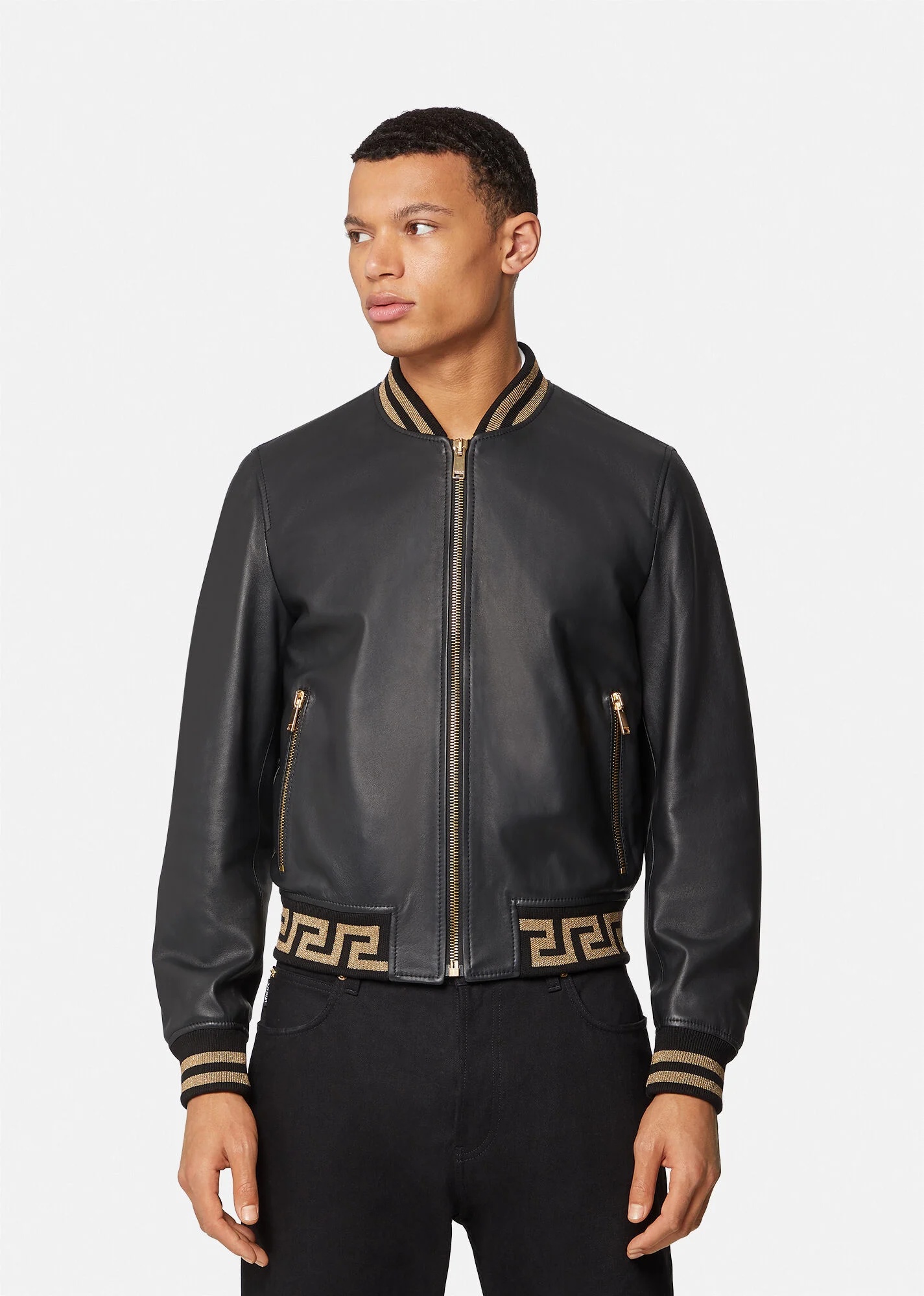 Greca Nappa Leather Bomber Jacket - 3