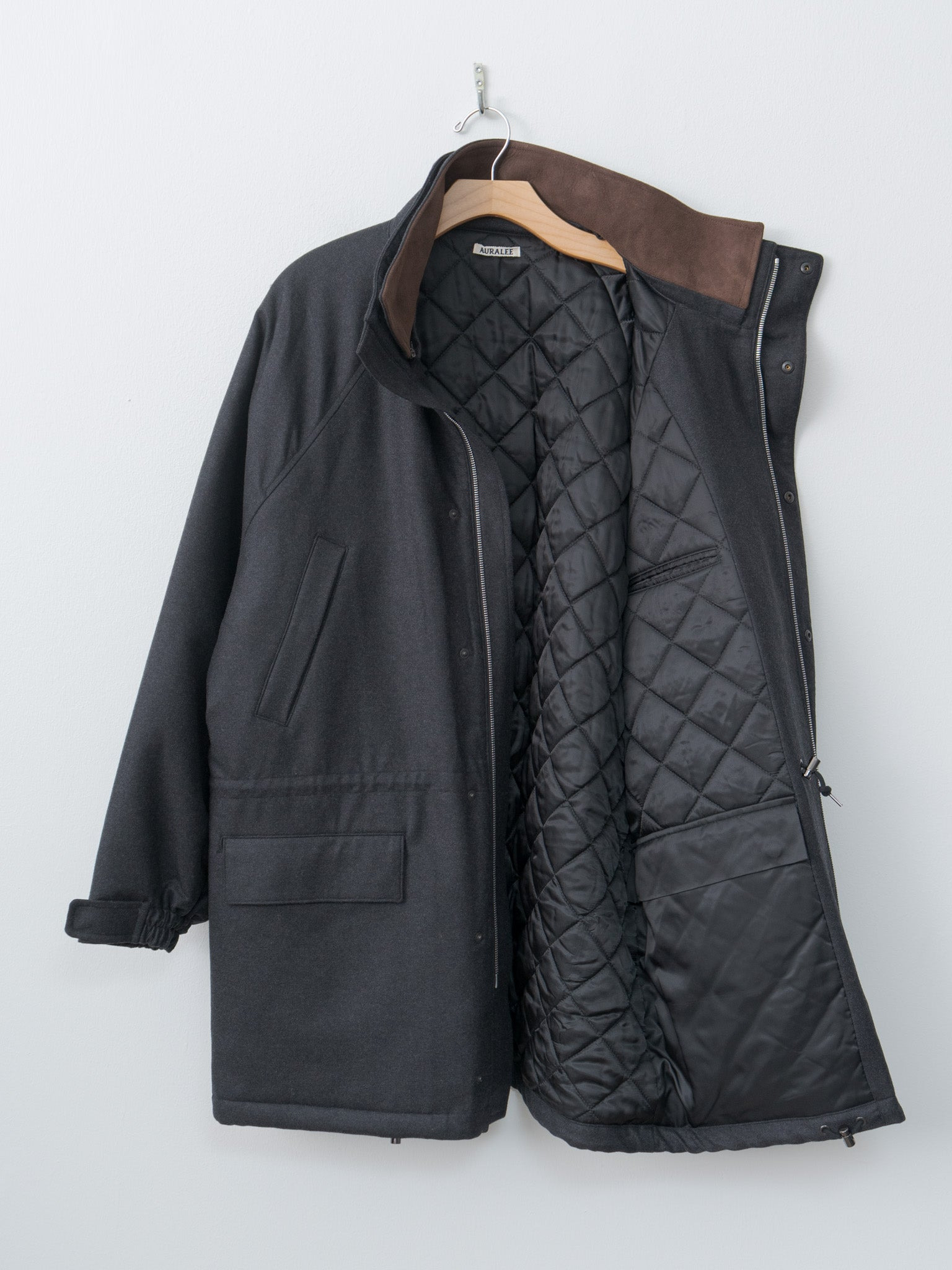 Wool Fulling Flannel Padded Over Blouson - Top Charcoal - 8