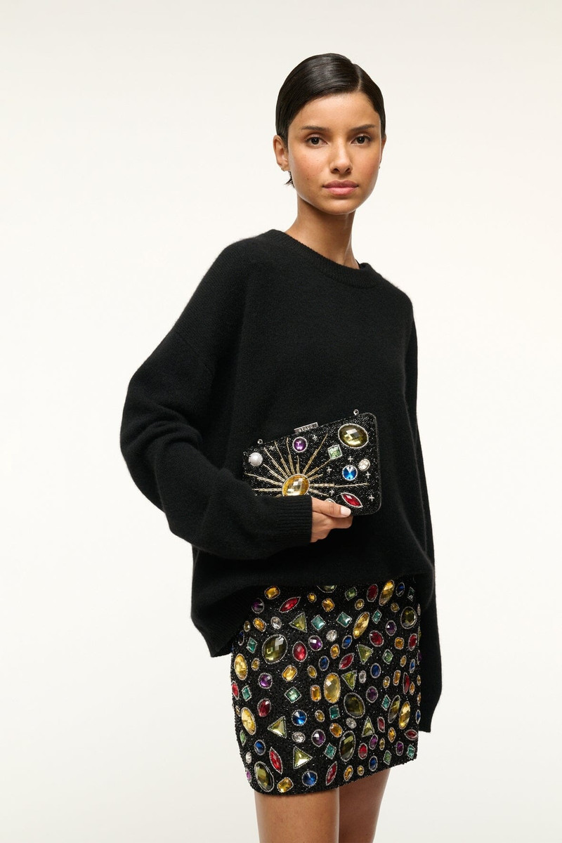 STAUD STAUD CARMELLA BEADED CLUTCH BLACK CELESTIAL outlook