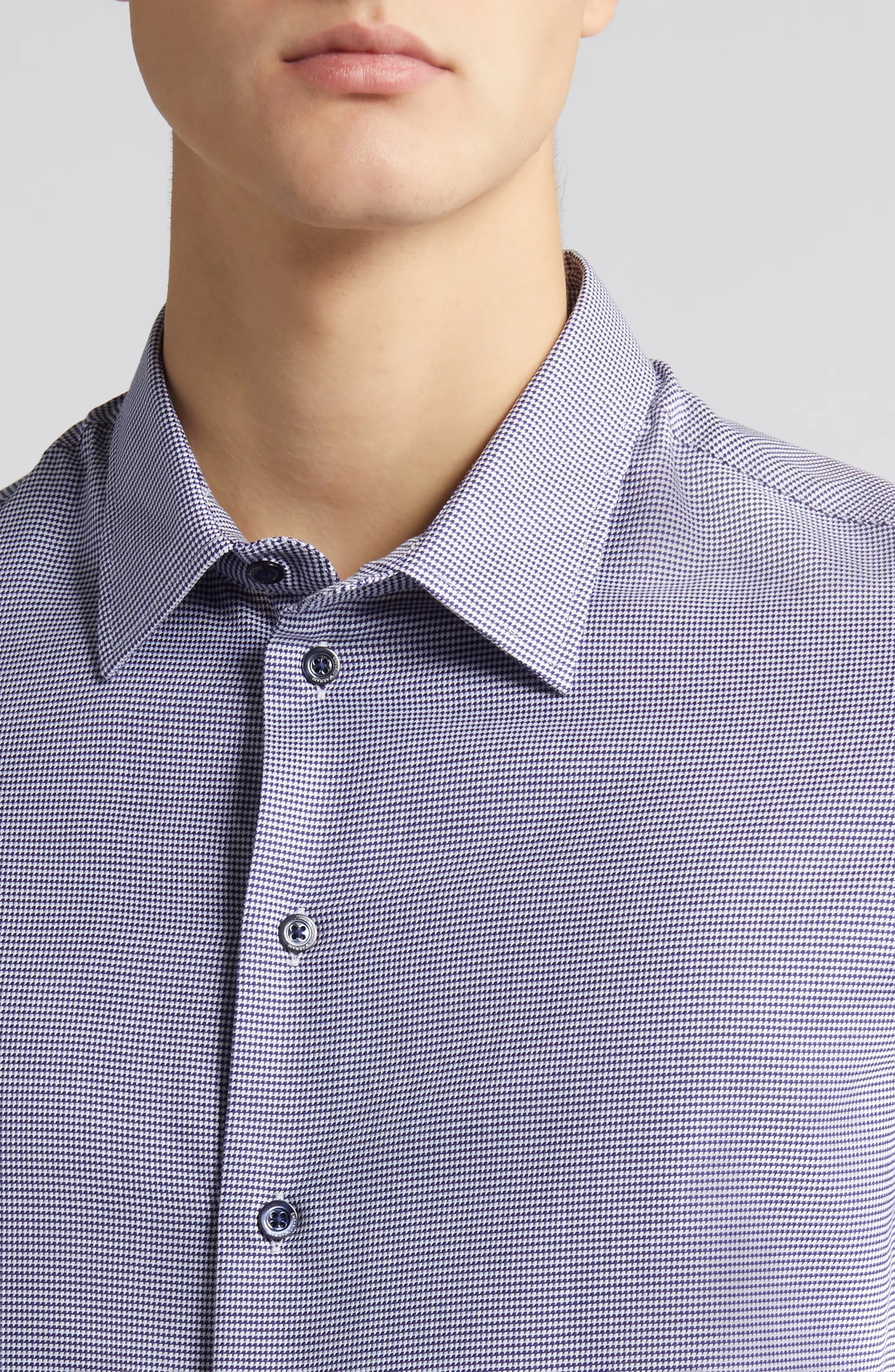 Micro Check Cotton Button-Up Shirt - 2