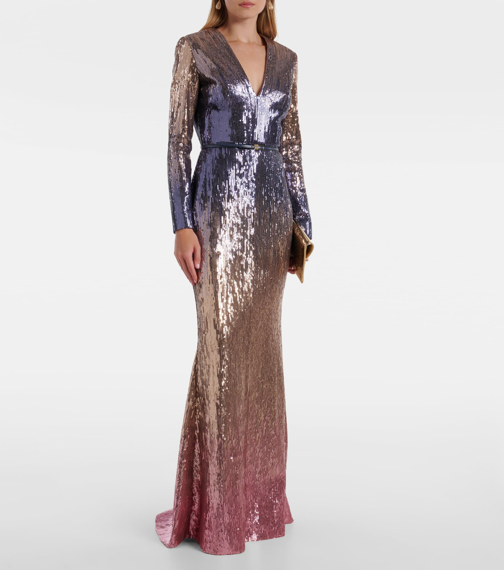 Ombré sequined belted gown - 2