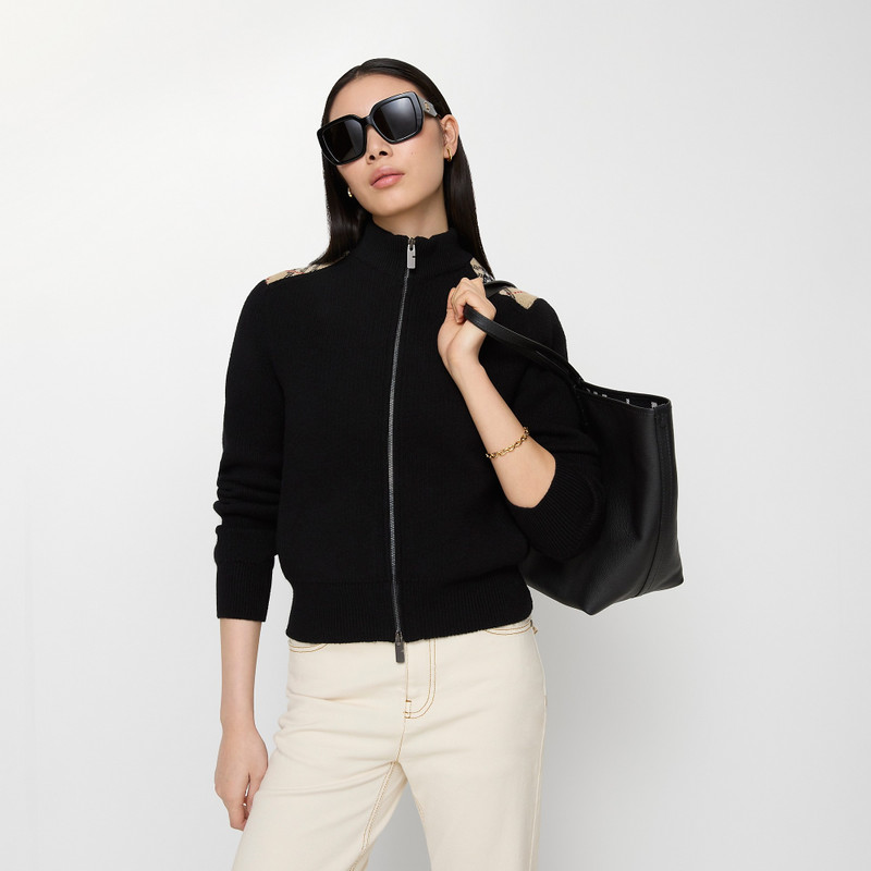 Burberry Check Patch Wool Cashmere Cardigan outlook