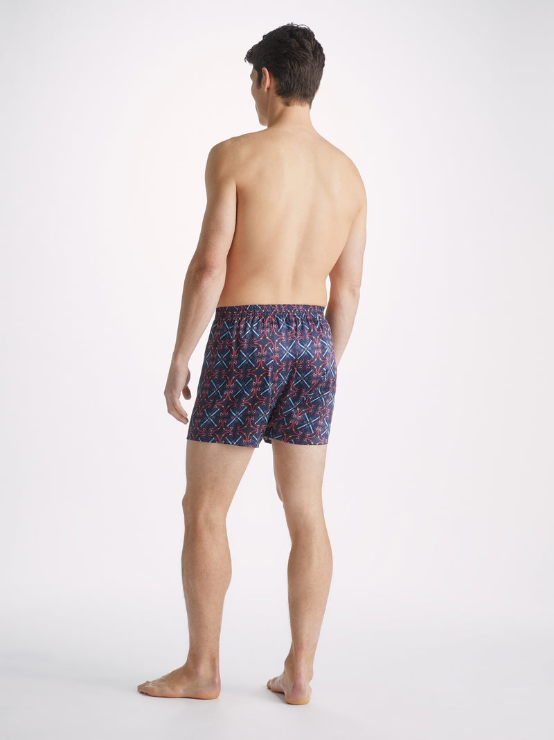 Men's Classic Fit Boxers Brindisi 93 Silk Satin Navy - 4