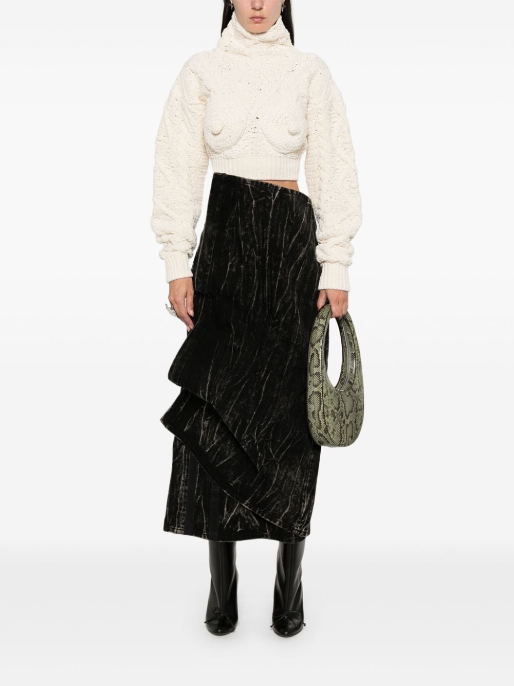 conical-bra detail cropped sweater - 2