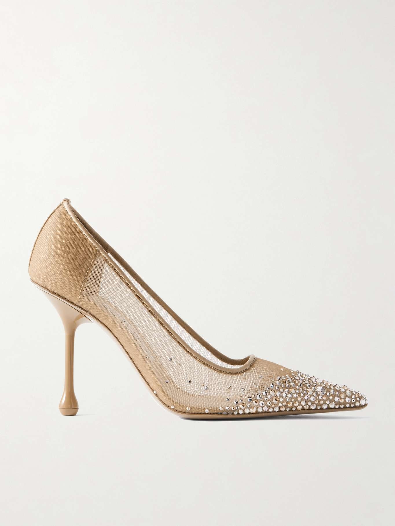 Ixia satin-trimmed crystal-embellished mesh pumps - 1