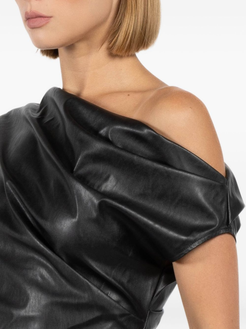 draped one-shoulder mini dress - 5