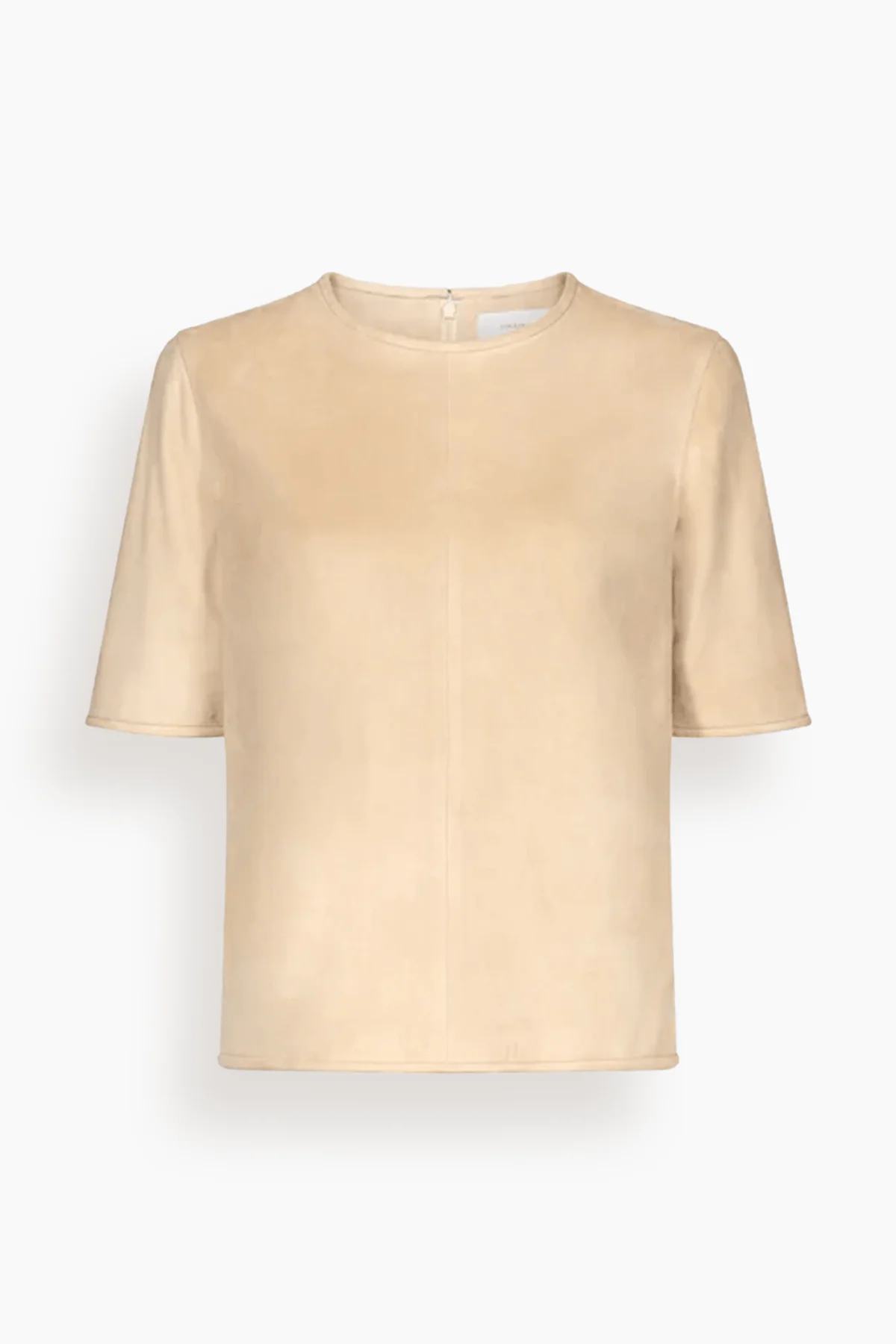 Zaida Suede Boxy T-Shirt in Beige - 1