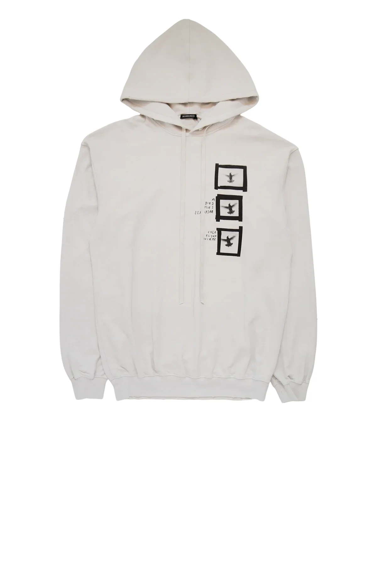 Ann Demeulemeester Ollie High Comfort Hoody With "Doves" Print Ivory - 1