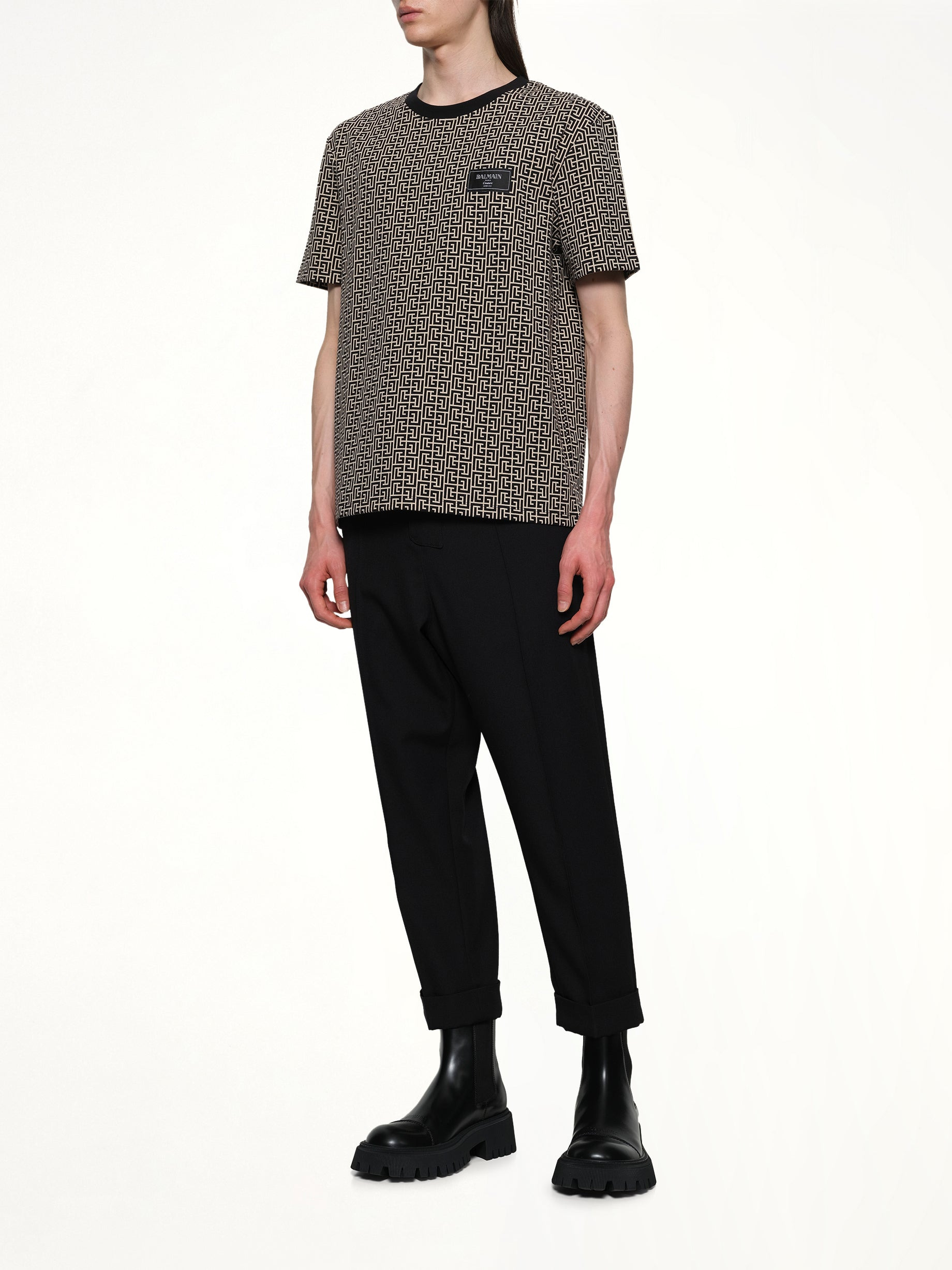 Monogram Couture Label Regular T-Shirt in Ivory/Black - 4