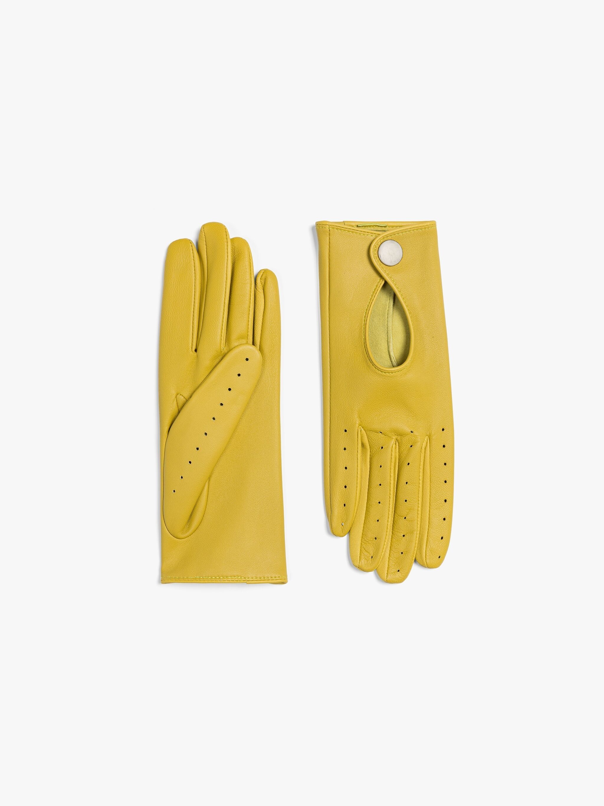 MUSTARD LEATHER DRIVING GLOVES - 1