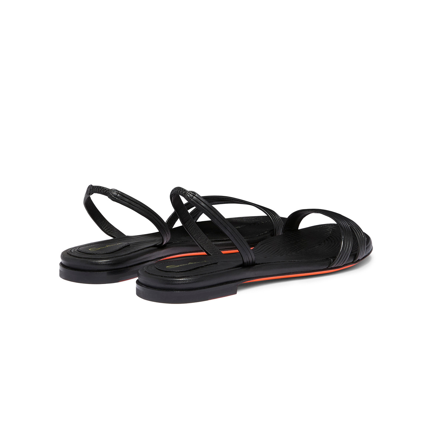 Women's black leather sandal - 3