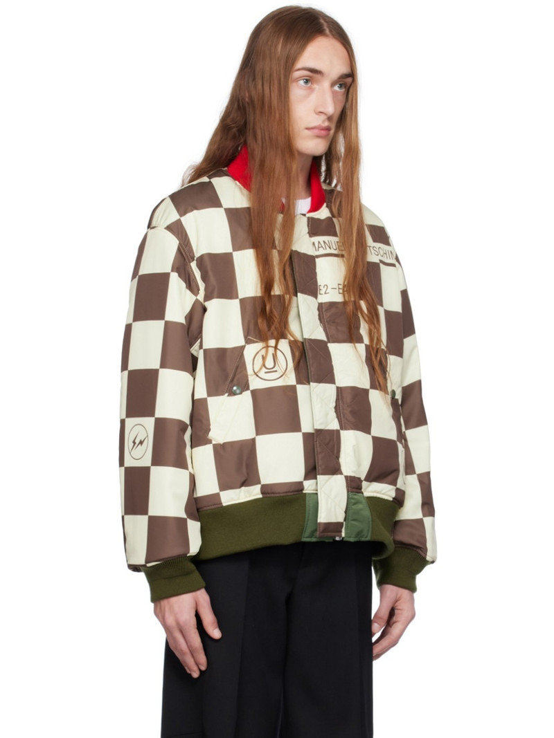 UNDERCOVER Khaki fragment design Edition Reversible Bomber Jacket outlook
