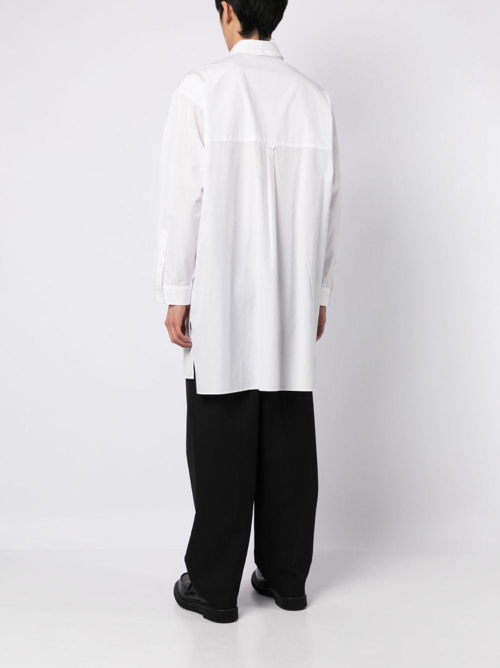 panelled slim-cut cotton shirt - 4