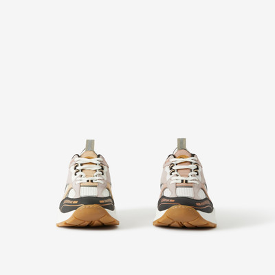 Burberry Logo Embossed Leather and Nylon Sneakers outlook