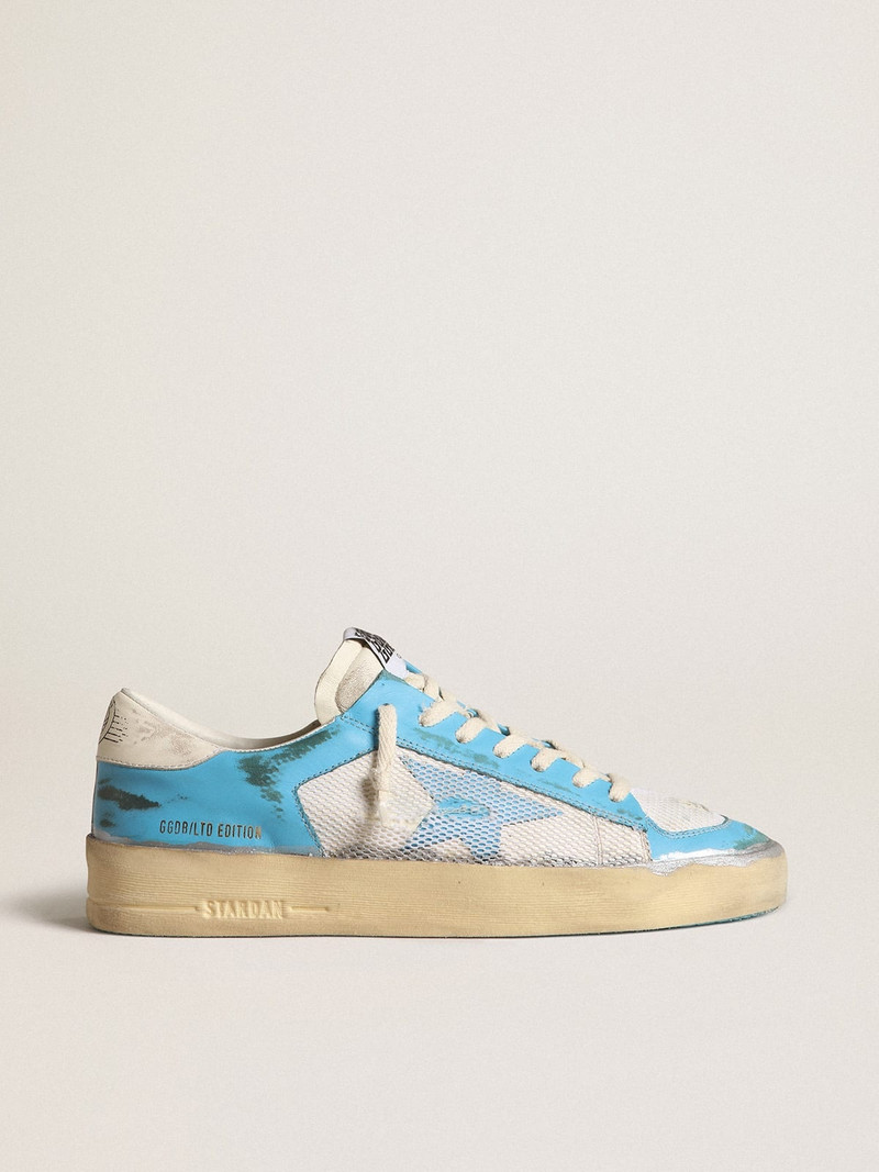 Men's Stardan LAB in light blue nappa leather and white mesh - 1