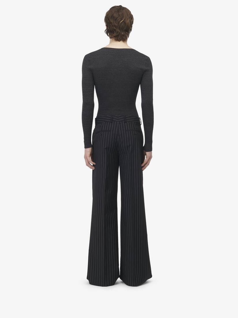 Pinstripe Low Rise Trousers - 4