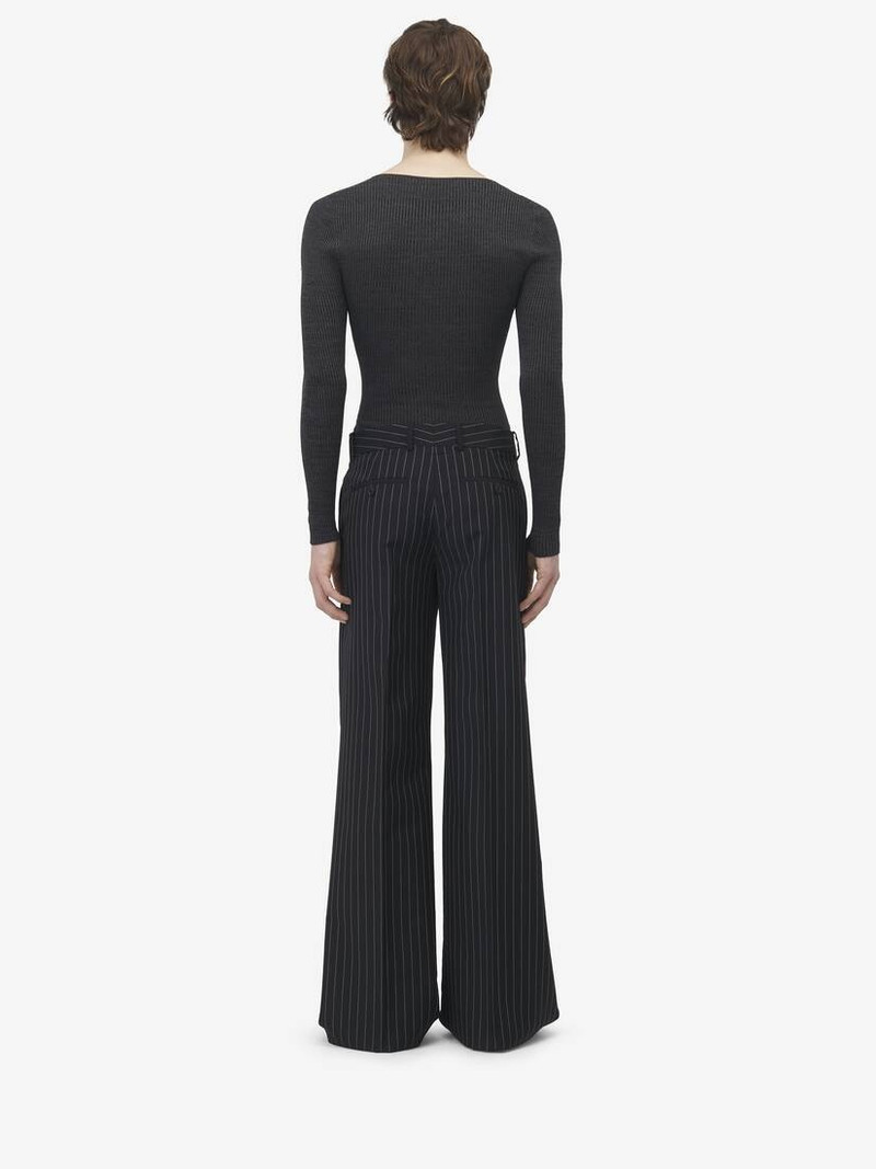 Pinstripe Low Rise Trousers 4