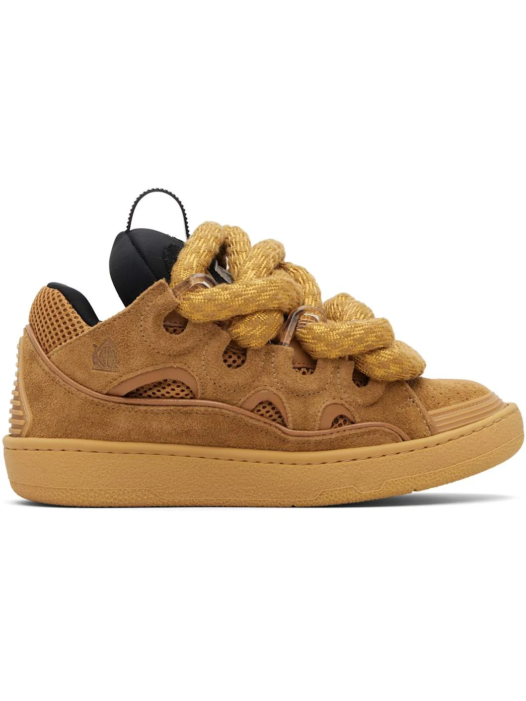 Tan Curb Leather With Snake Laces Sneakers - 1