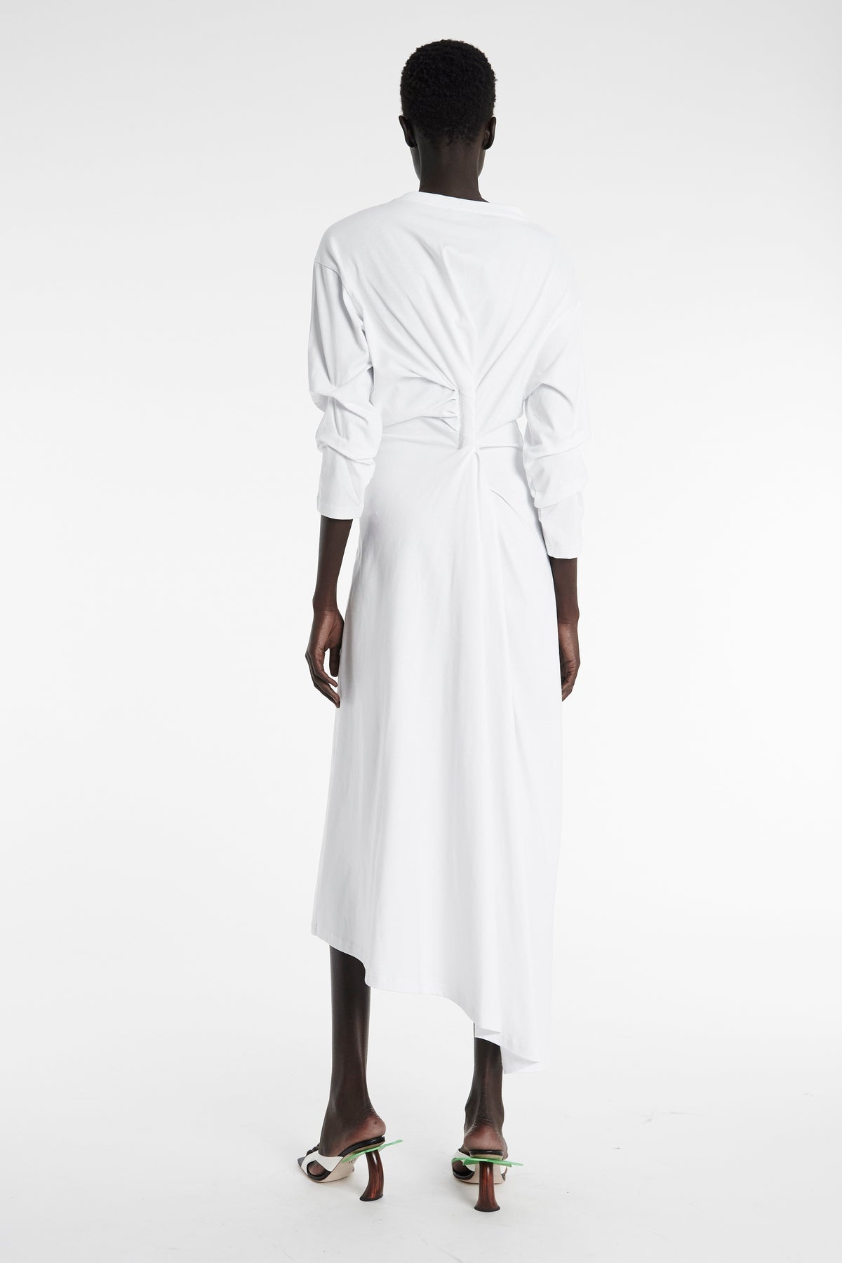 KNOTTED JERSEY DRESS WHITE - 3