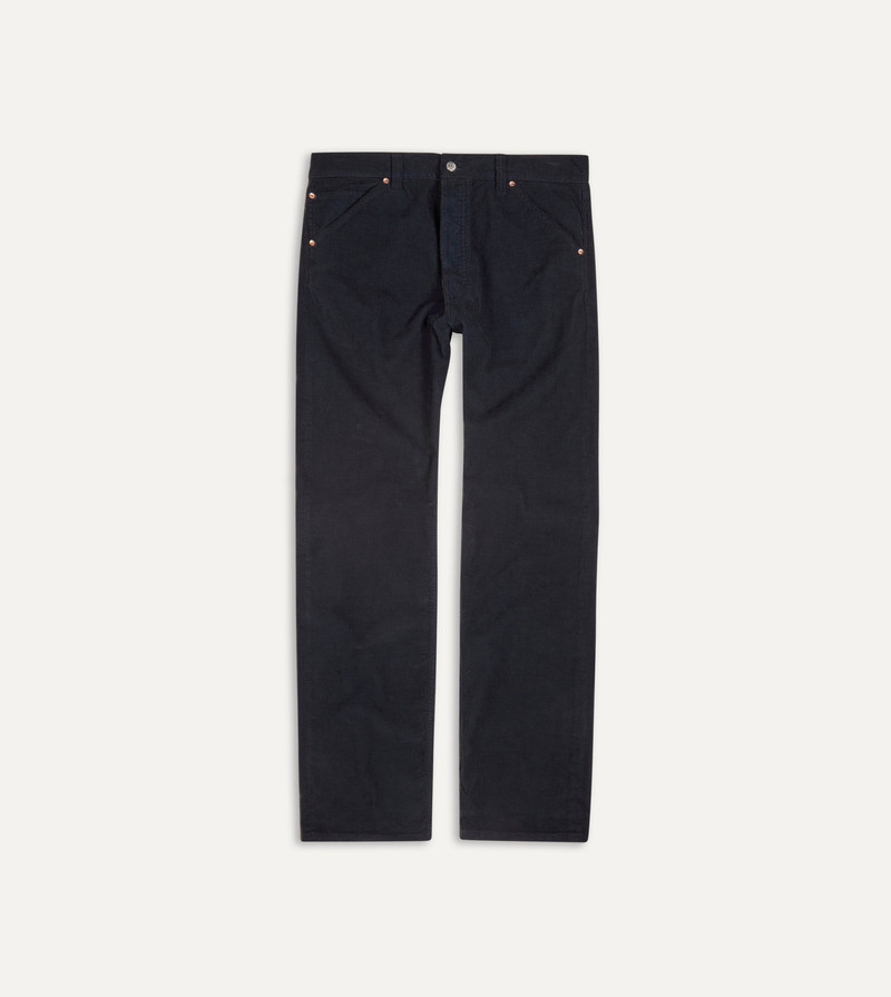 Navy Japanese Selvedge Needlecord Five-Pocket Trousers 1