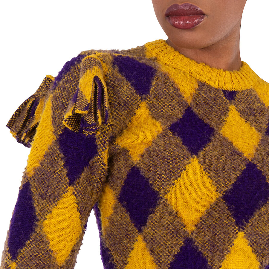 Burberry Wool Argyle Sweater With Check Pattern - 5