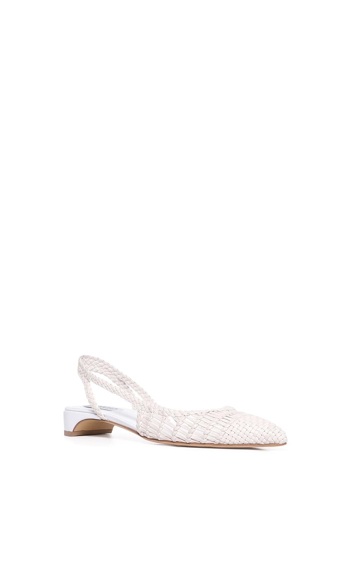 Perro Braided Slingback Shoe in Pearlized White Leather - 2