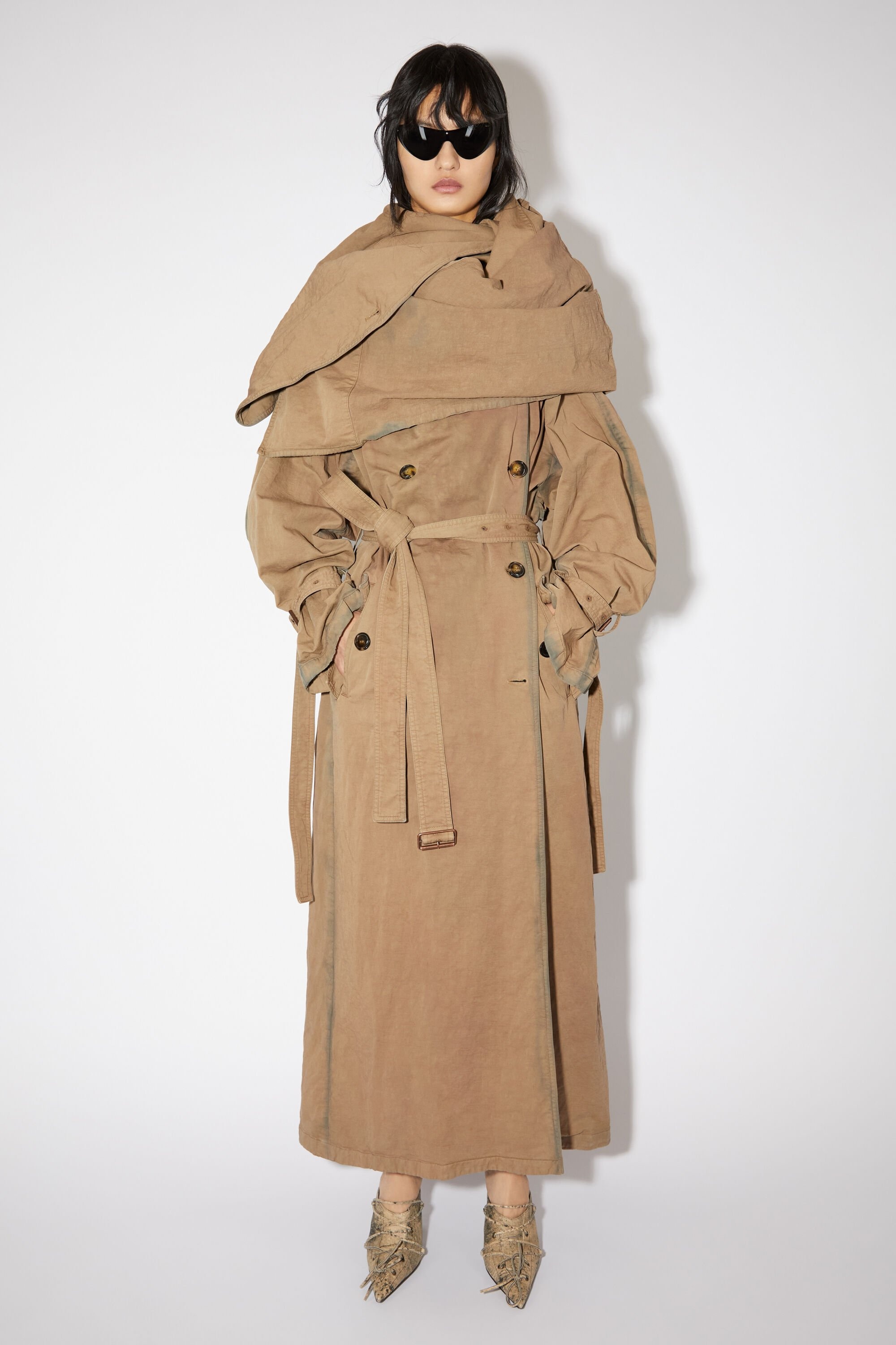 Shawl collar trench coat - Beige - 2