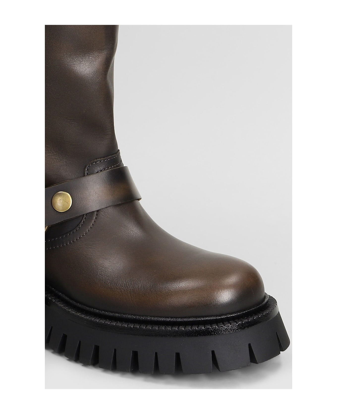 Kurt Chunky Low Heels Ankle Boots In Brown Leather - 5