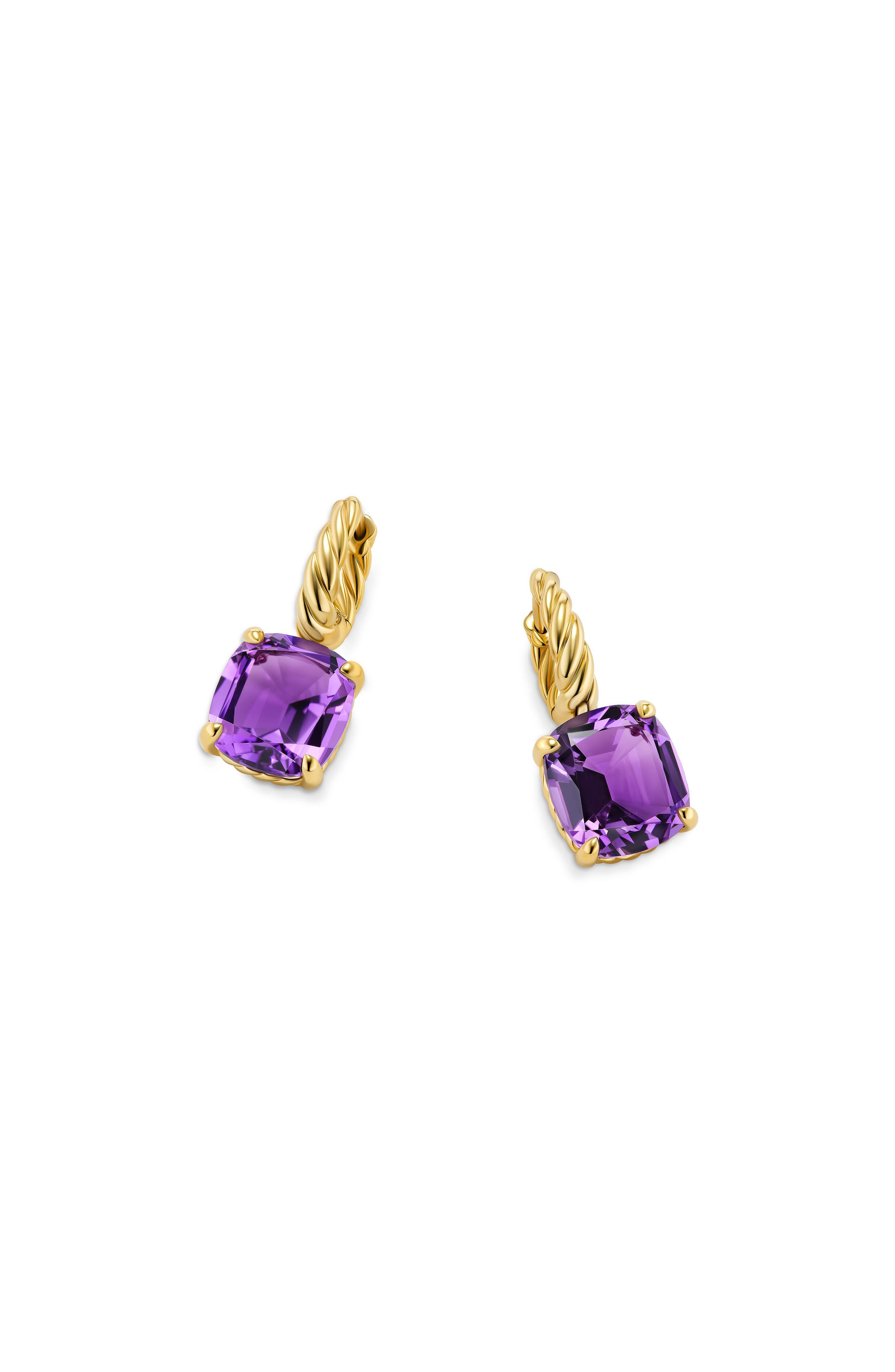 David Yurman Marbella Stone Drop Huggie Hoop Earrings in 18K Yellow Gold/Amethyst at Nordstrom - 4