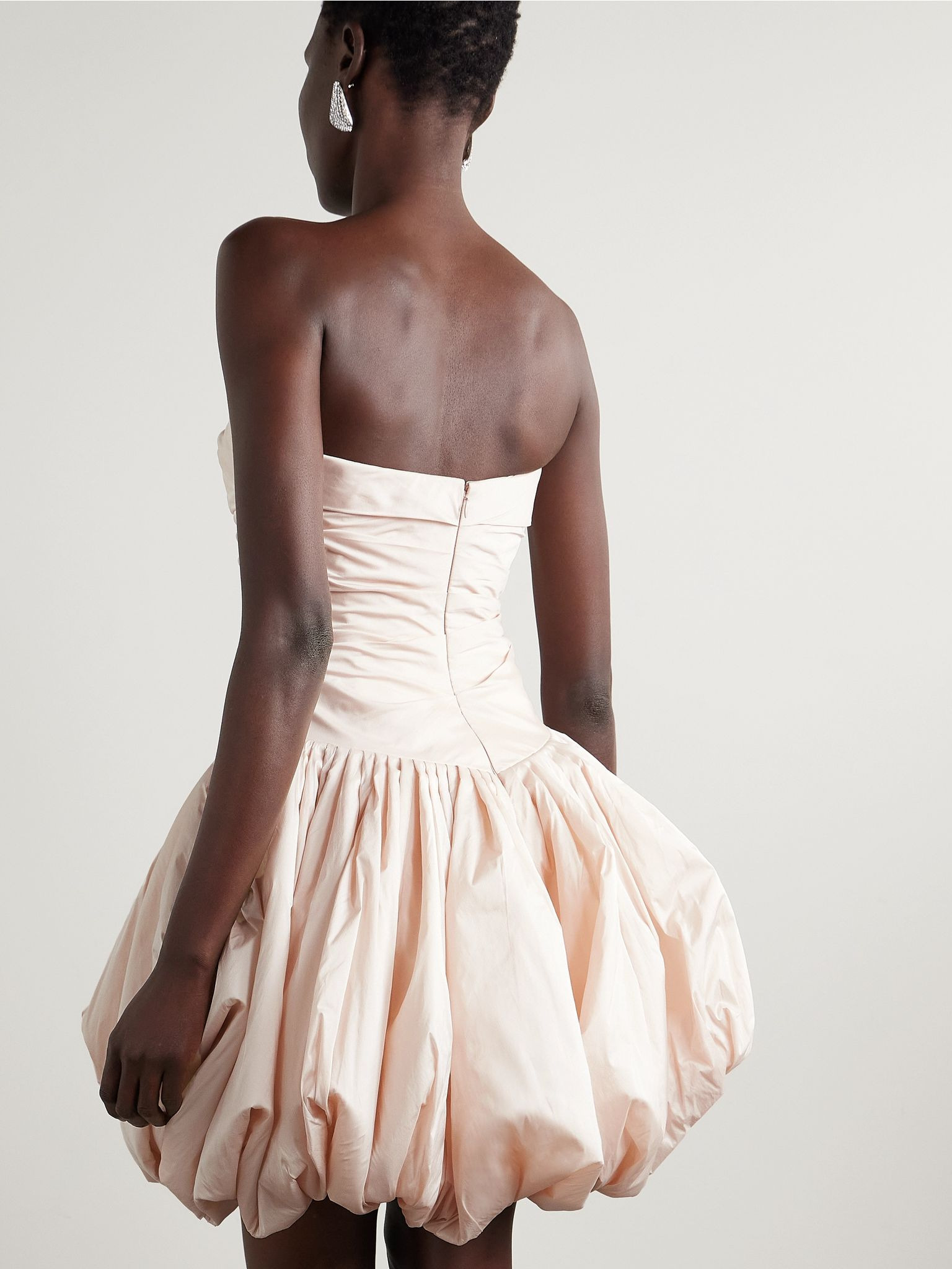 Rachel strapless gathered silk-taffeta mini dress Blush - 3