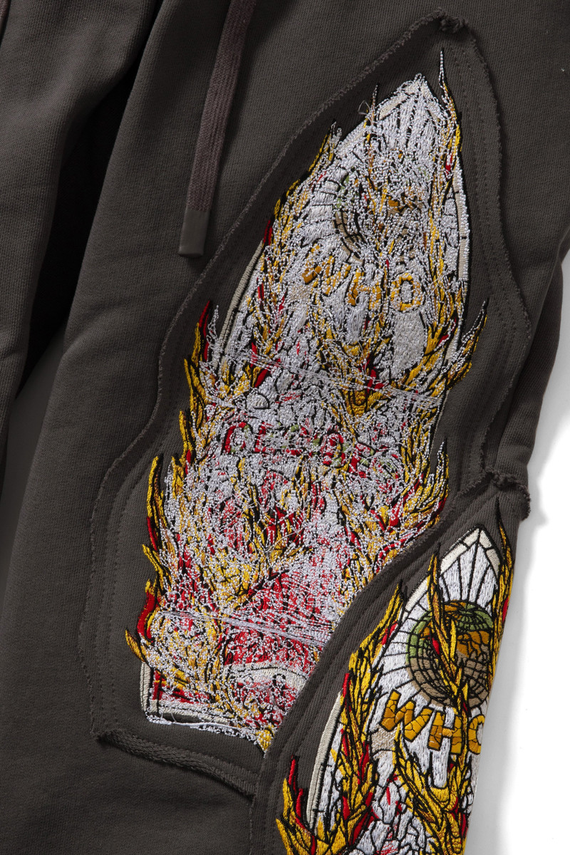 WHO DECIDES WAR TRIPLE FLAME GLASS SWEATPANTS outlook