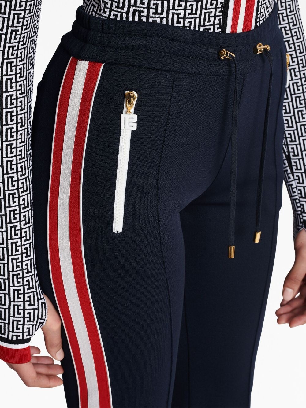 stripe-detail flared trousers - 7