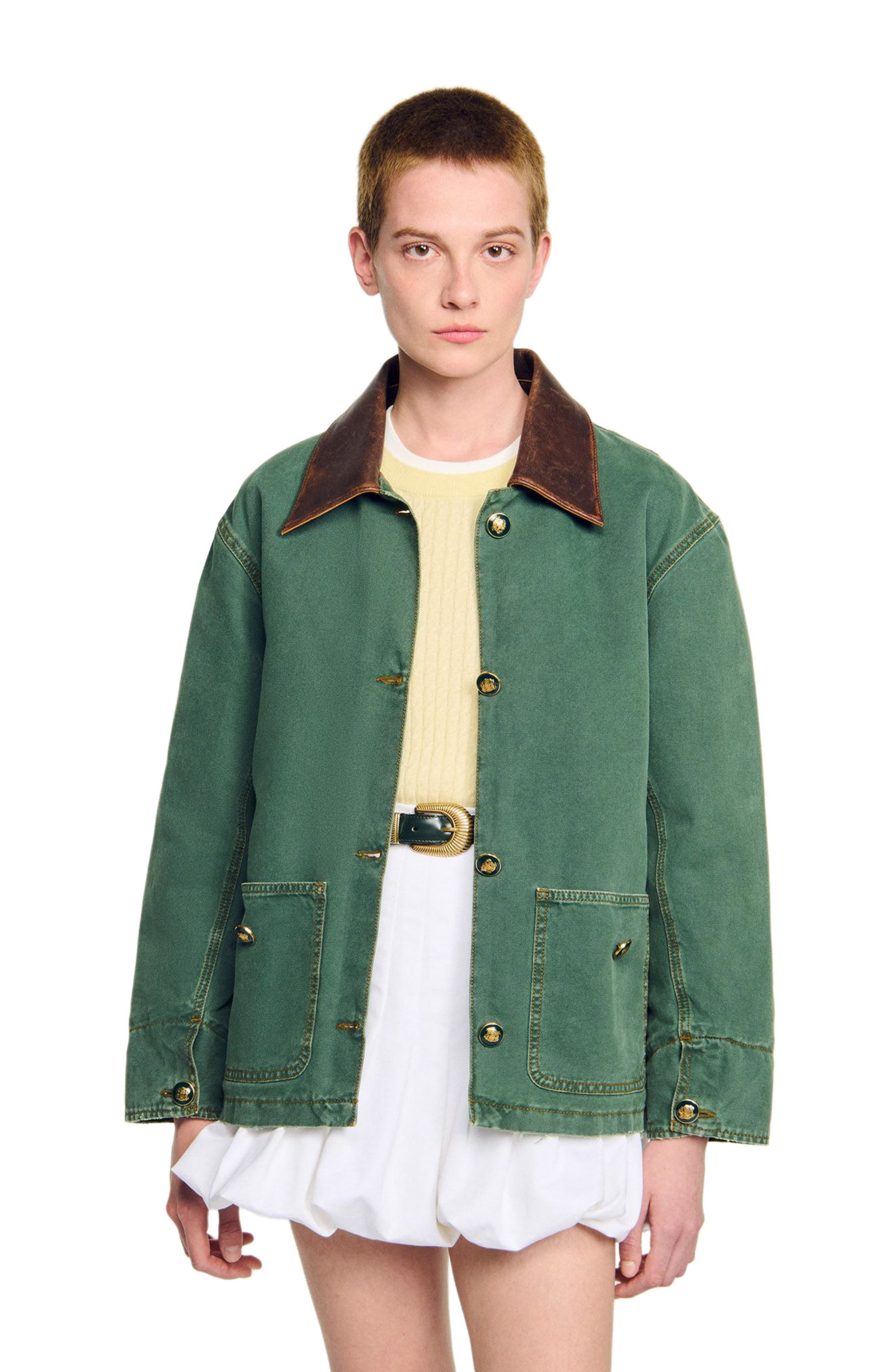 SANDRO Workwear jacket in Dark Green at Nordstrom - 3